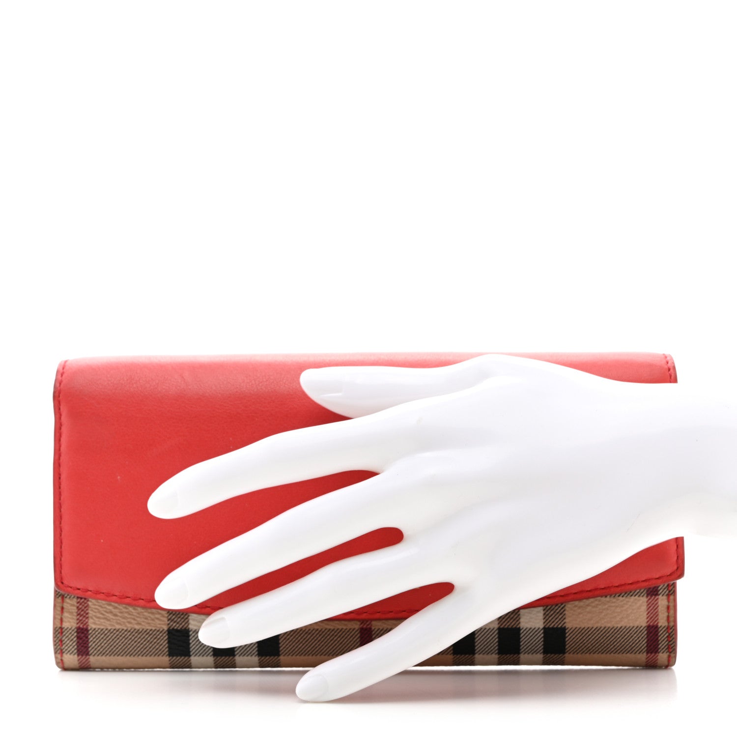 Burberry Calfskin Haymarket Check Henley Wallet Red 2 of 11