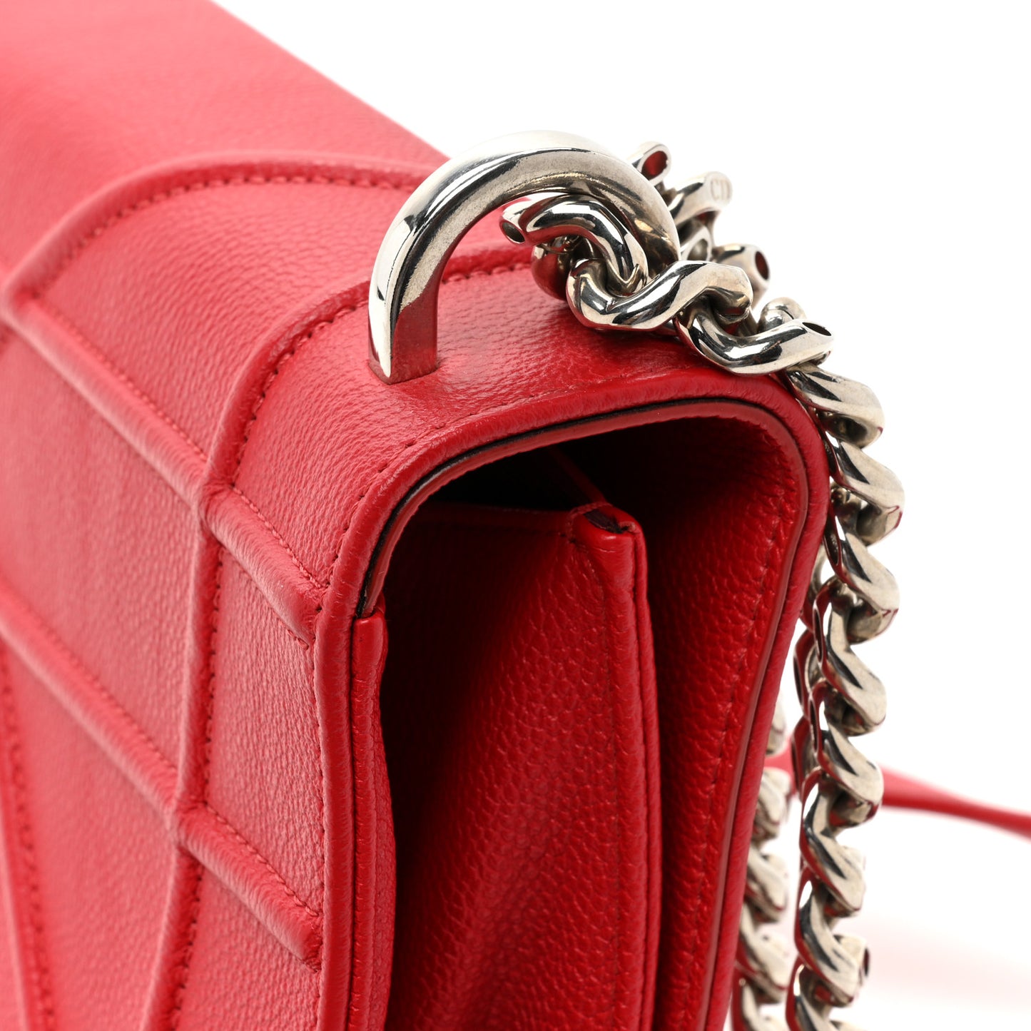 Grained Calfskin Medium Diorama Flap Bag Red