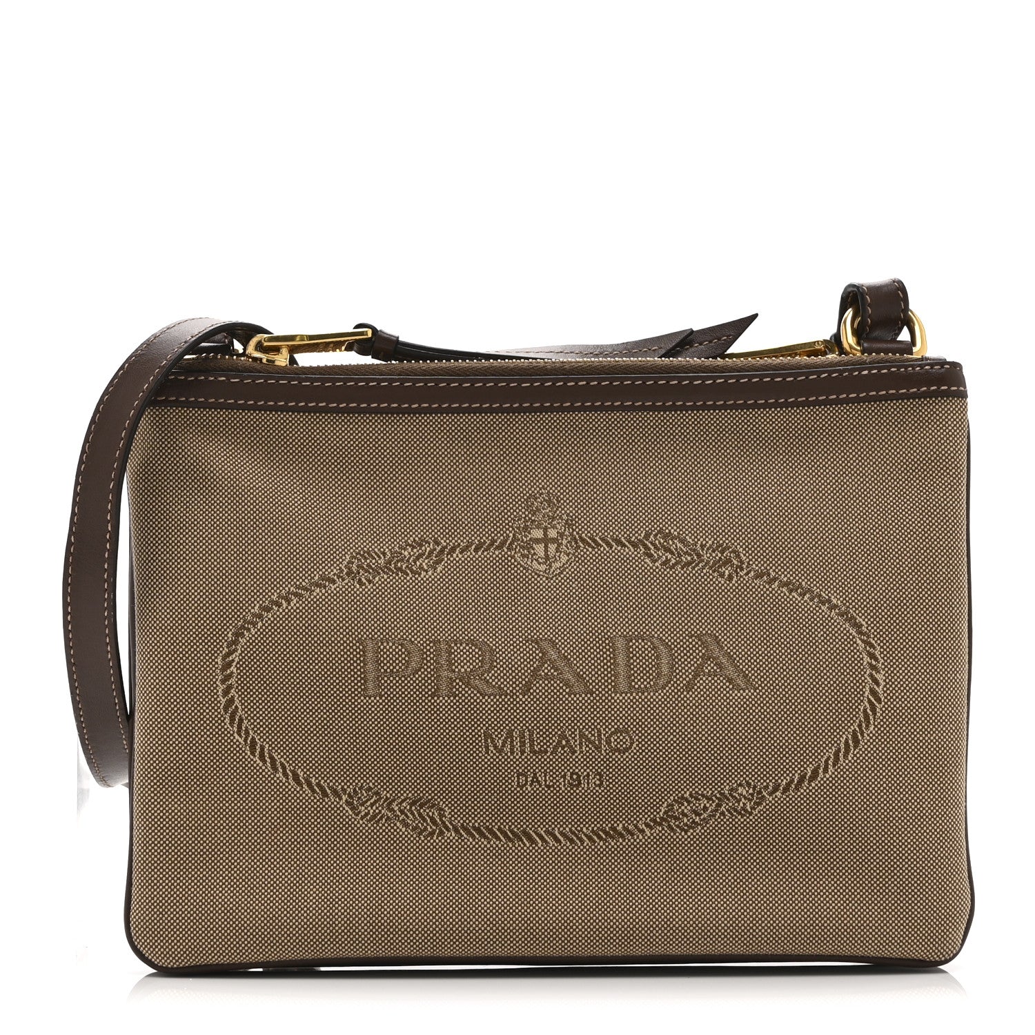 Prada Jacquard Logo Flat Crossbody Bag Corda Bruciato 1861575