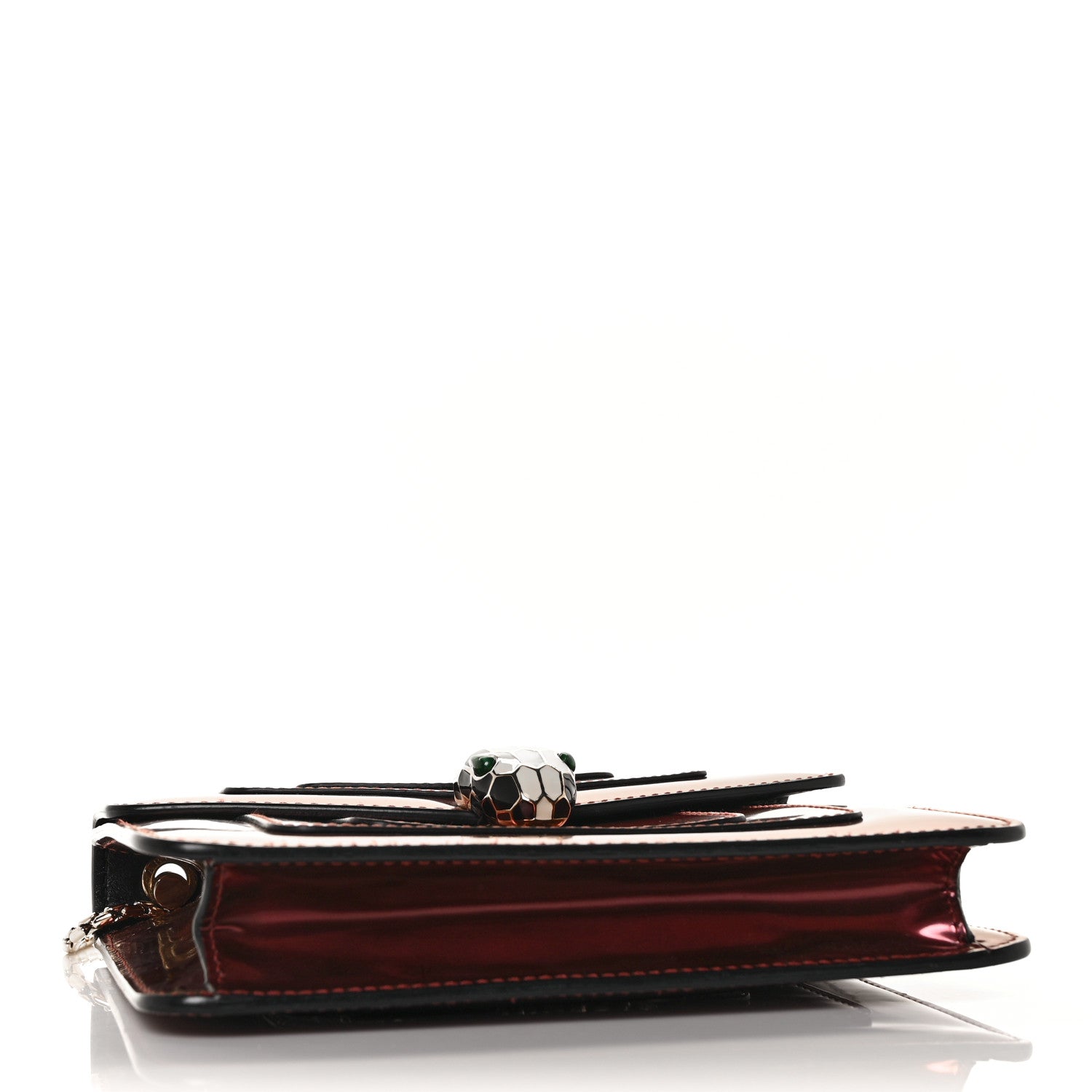 Bulgari Metallic Calfskin Small Serpenti Forever Snake Strap Crossbody Bag Dark Red 3 of 7