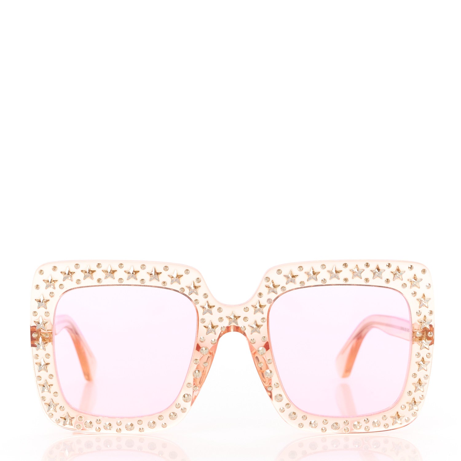 Gucci Crystal Square Frame Sunglasses GG0148S Pink 2 of 8