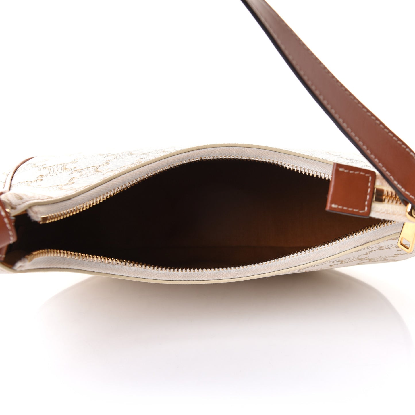 Canvas Calfskin Ava Triomphe Shoulder Bag White