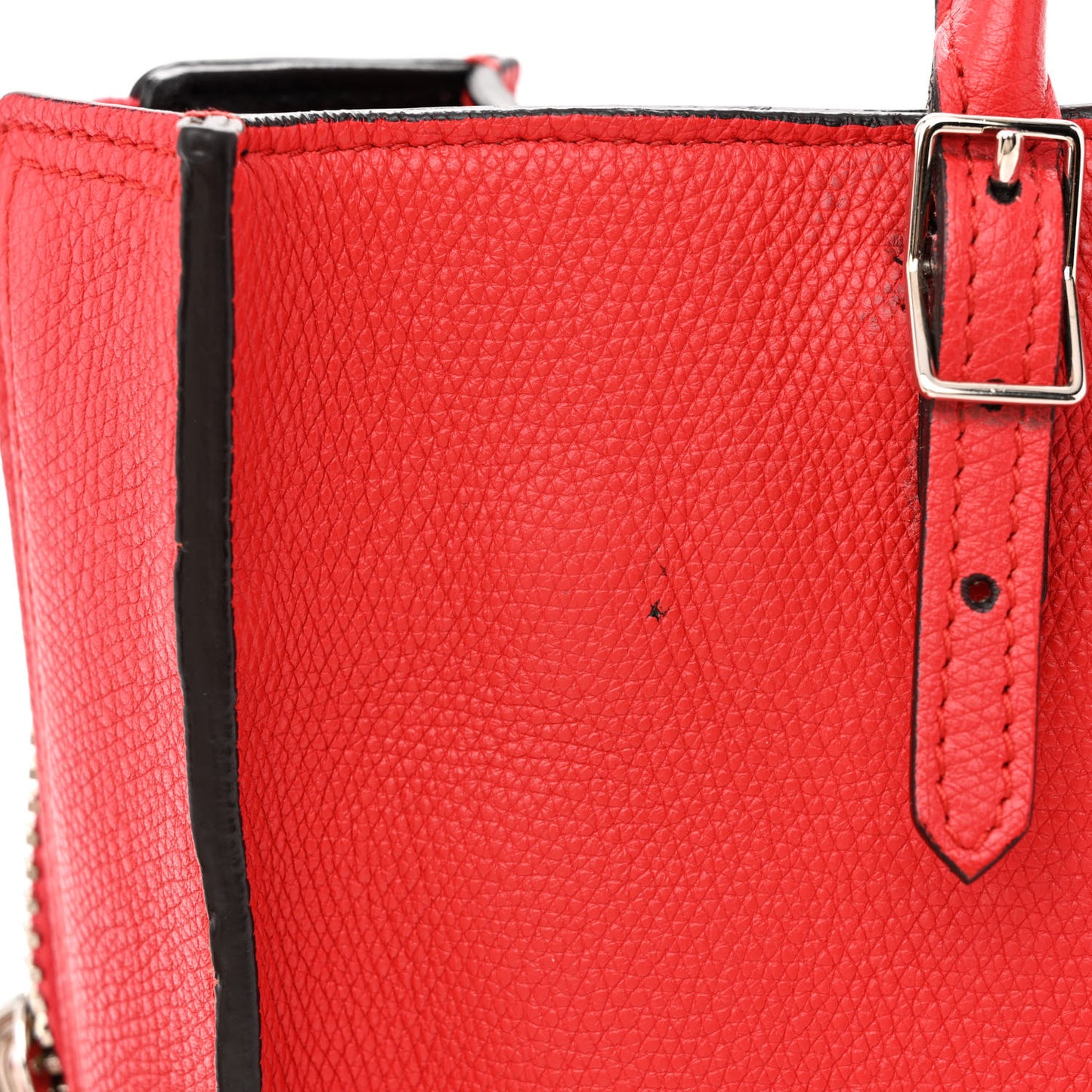 Grained Calfskin Plate Hardware Papier A6 Zip Around Tote Rouge Houx