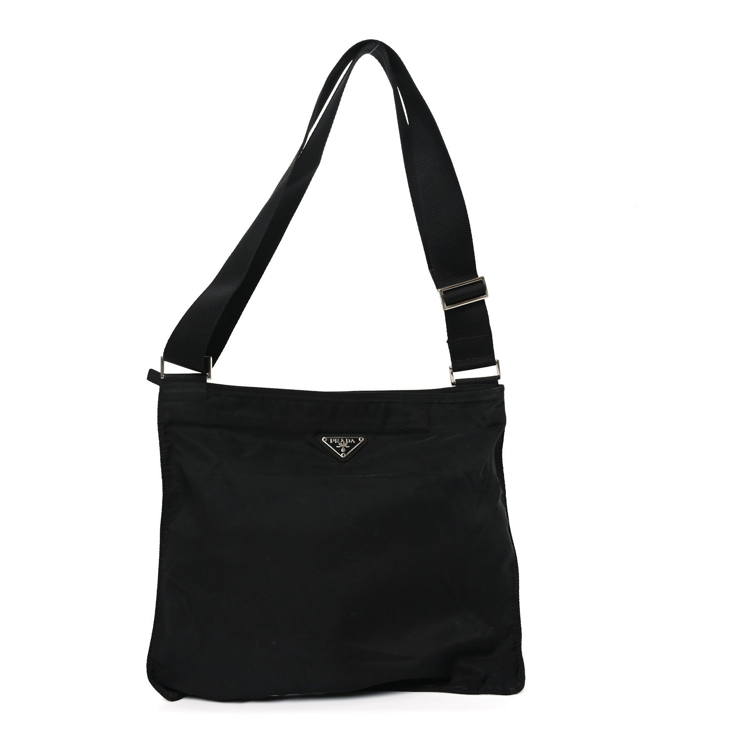 Prada Nylon Flat Messenger Bag Black 1833724 – FASHIONPHILE