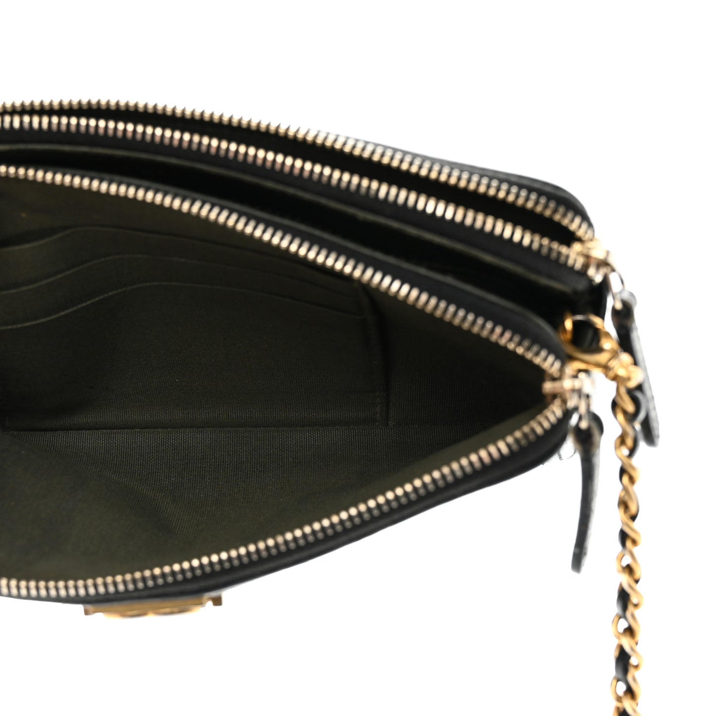 Caviar Quilted Small Boy Clutch With Chain Black