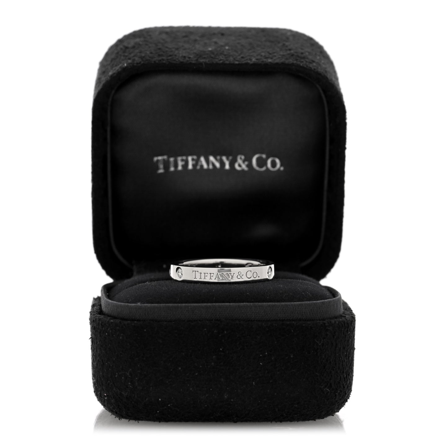 Platinum Diamond Logo Band Ring 54 7