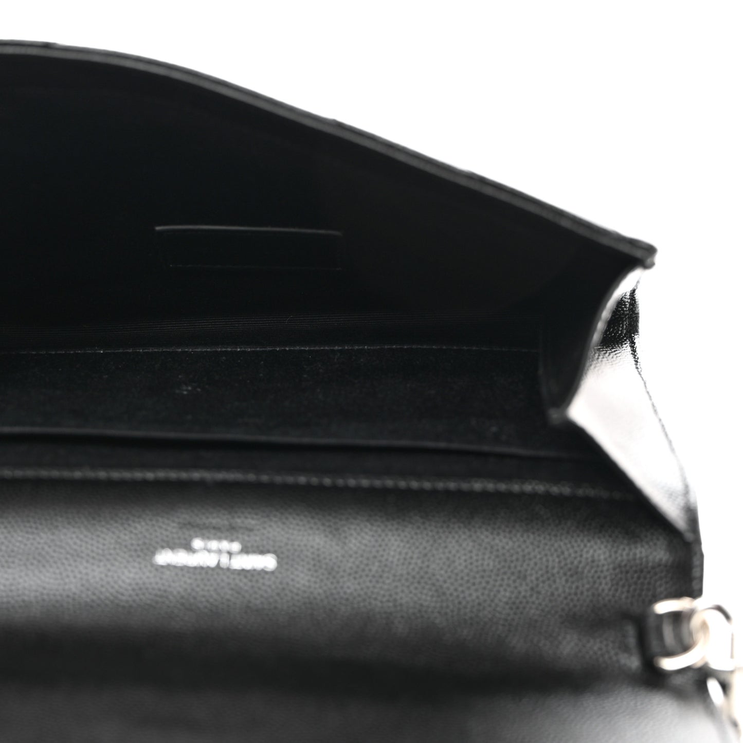 Grain De Poudre Matelasse Chevron Monogram Envelope Clutch Black