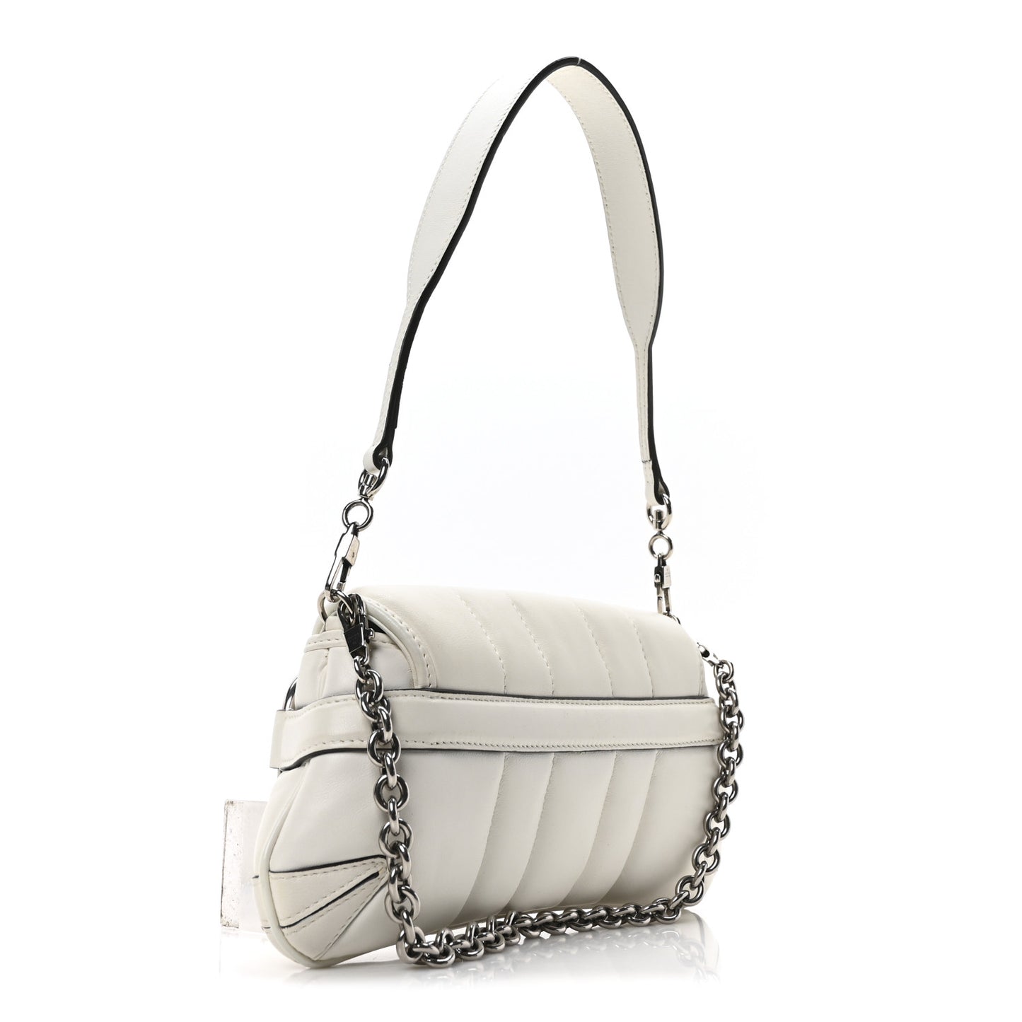 Nappa Vertical Matelasse Small Maxi Horsebit Chain Shoulder Bag Great White