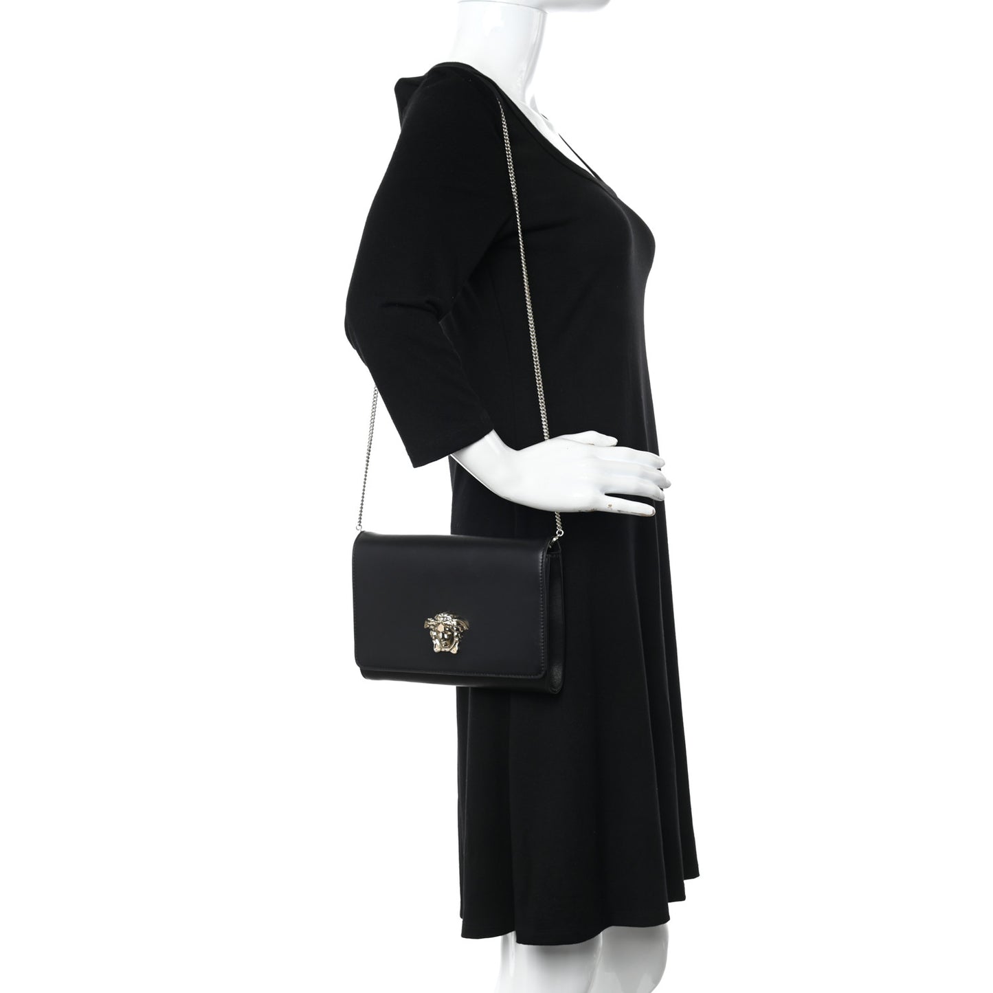 Vitello Palazzo Medusa Evening Clutch Bag Black