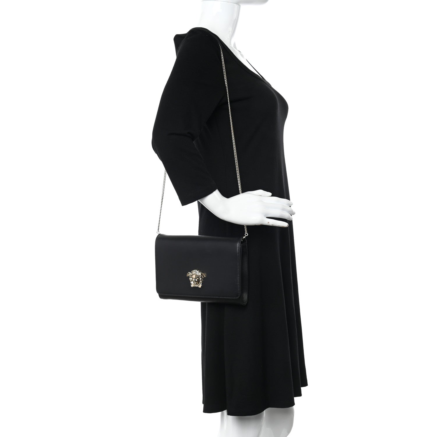 Versace Vitello Palazzo Medusa Evening Clutch Bag Black 2 of 12