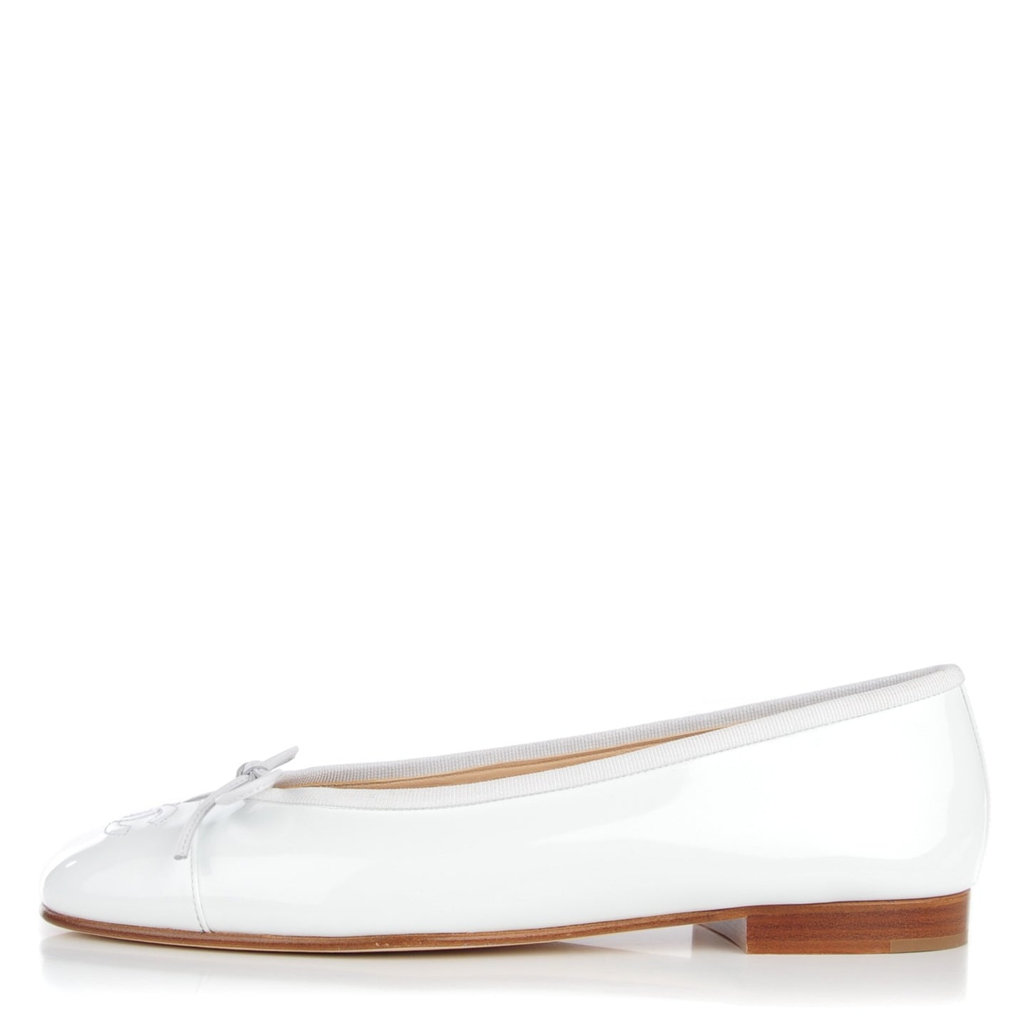 Patent CC Cap Toe Ballerina Flats 37.5 White