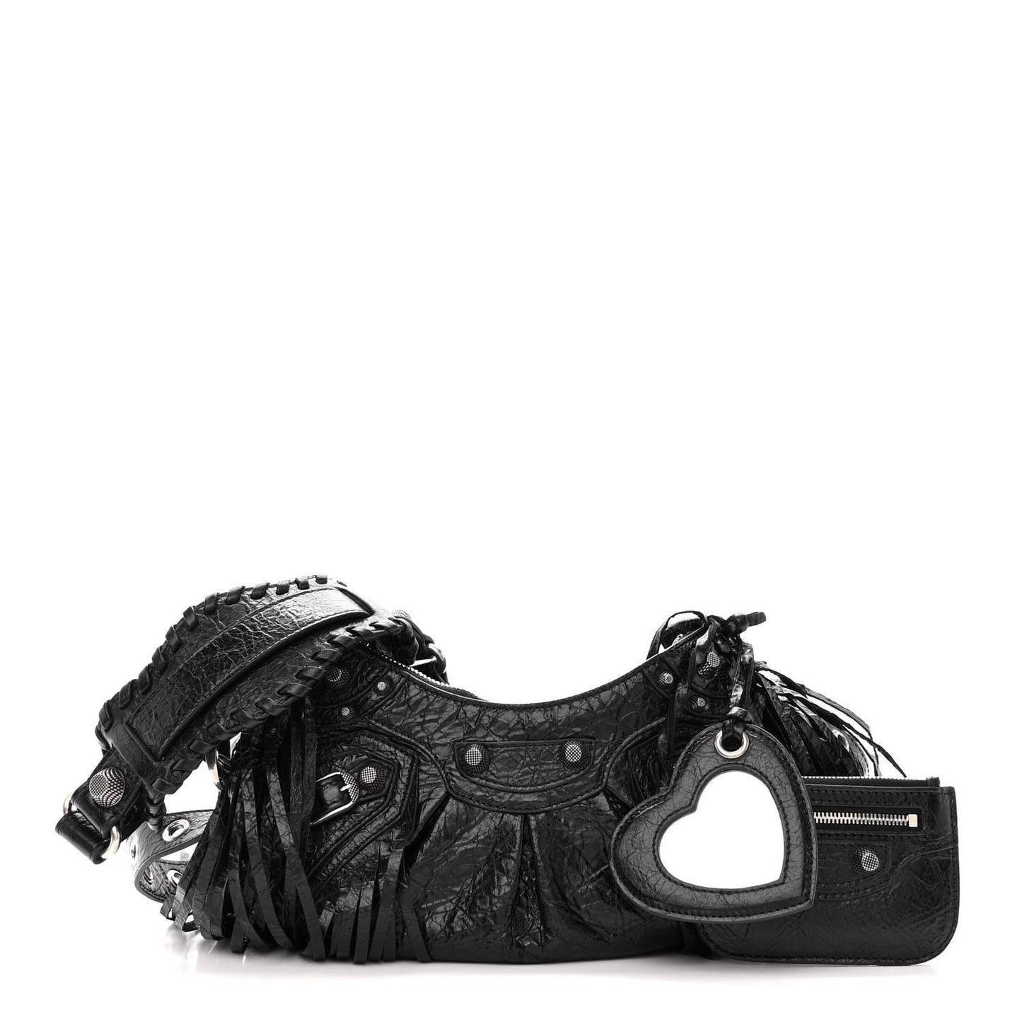 Agneau Arena Le Cagole Fringe Shoulder Bag XS Black
