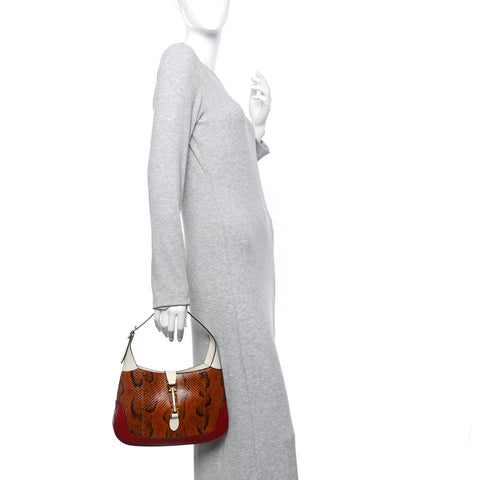 Snakeskin Calfskin Small Jackie 1961 Hobo Brown Multicolor