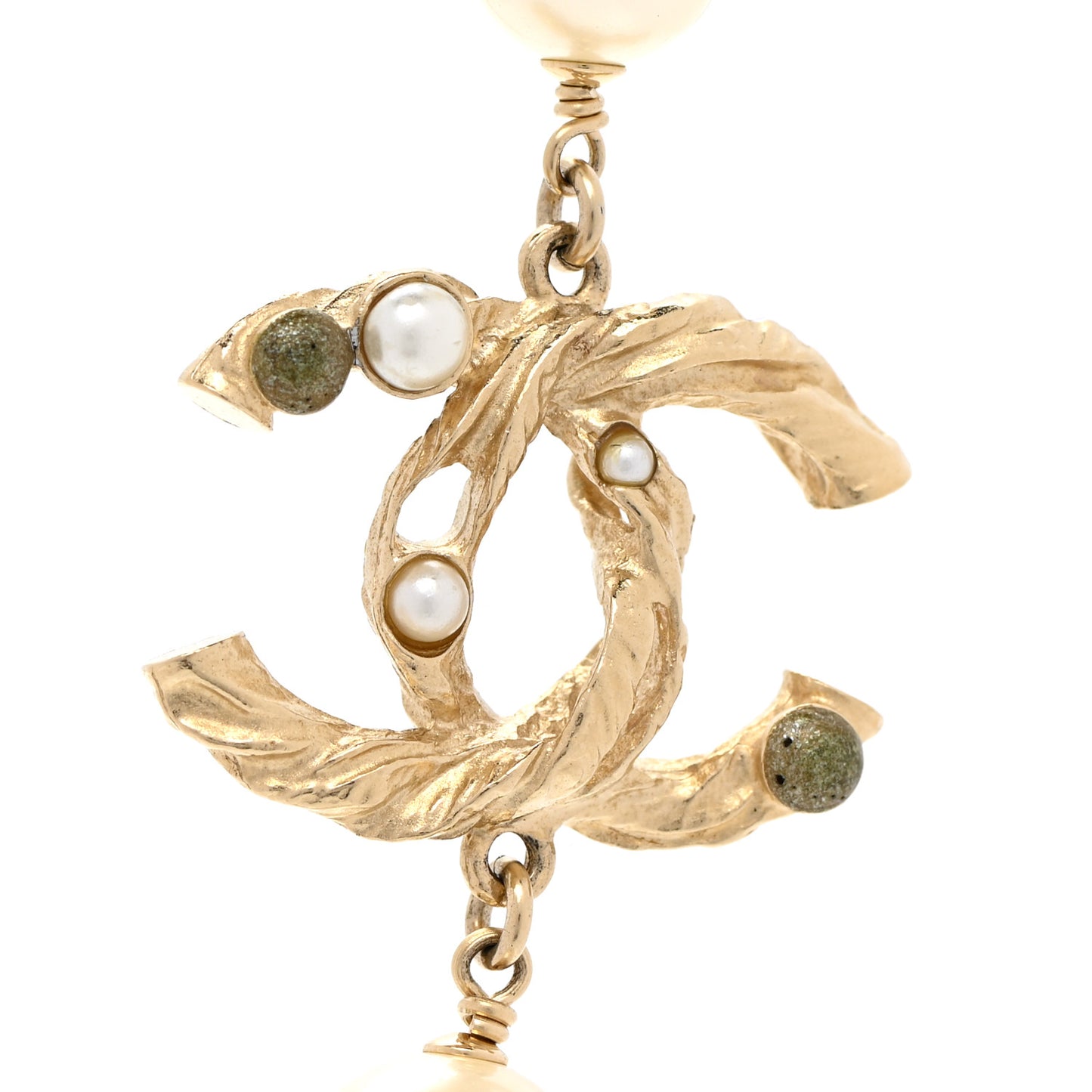 Pearl Resin Twisted CC Necklace Gold