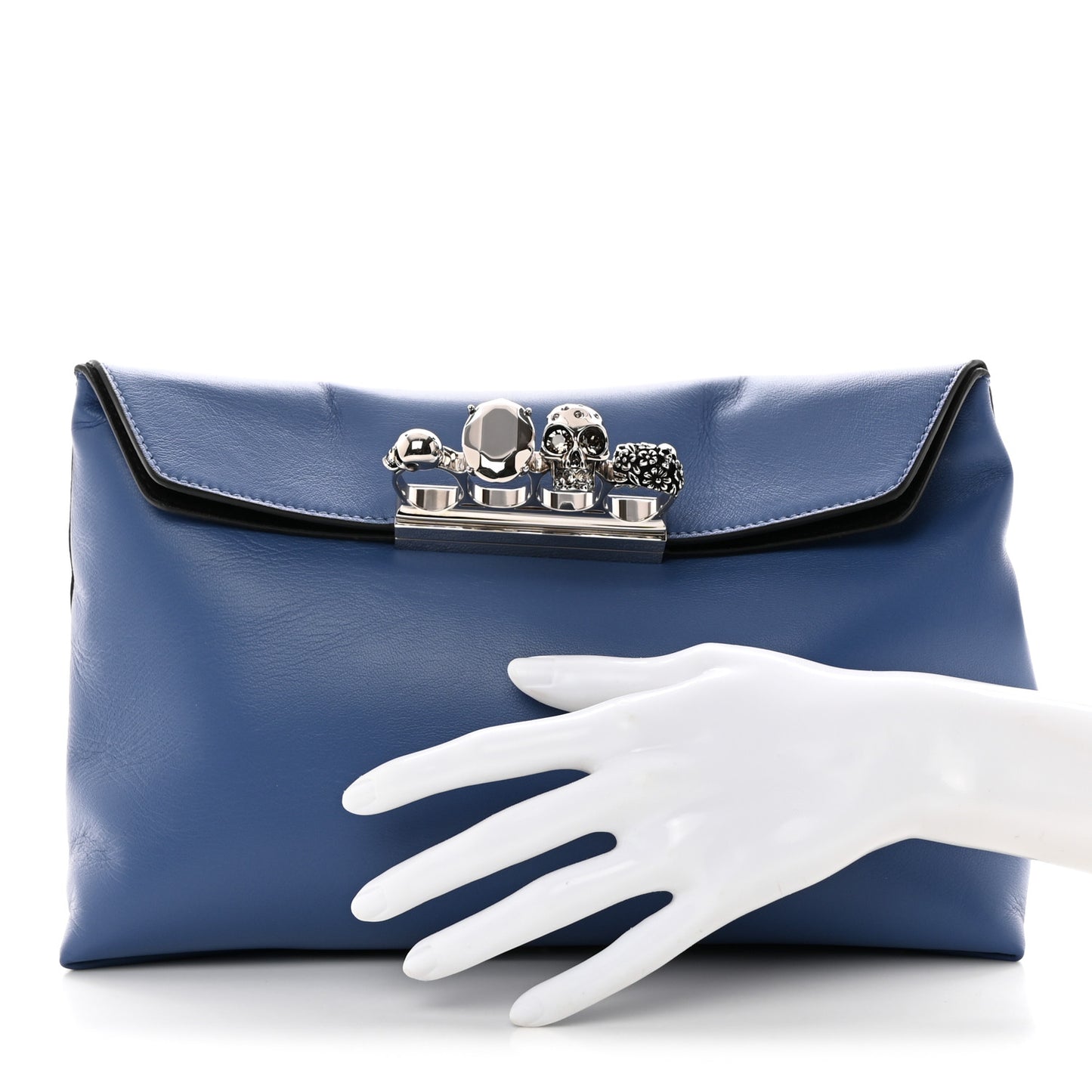 Nappa Skull Four Ring Clutch Blue