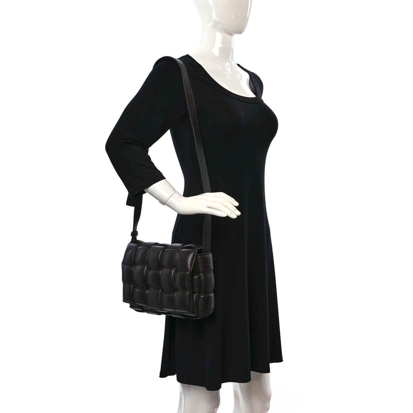 Nappa Maxi Intreccio Padded Cassette Crossbody Bag Fondente