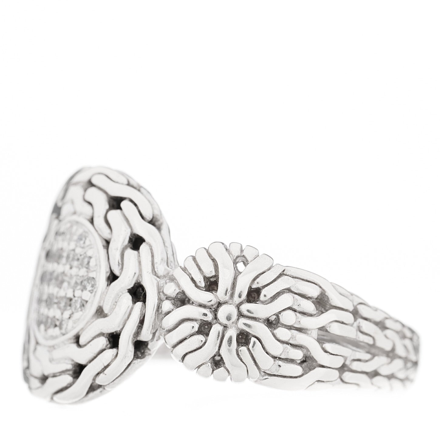 John Hardy Sterling Silver Diamond Small Circle Contour Ring 54 7 3 of 6