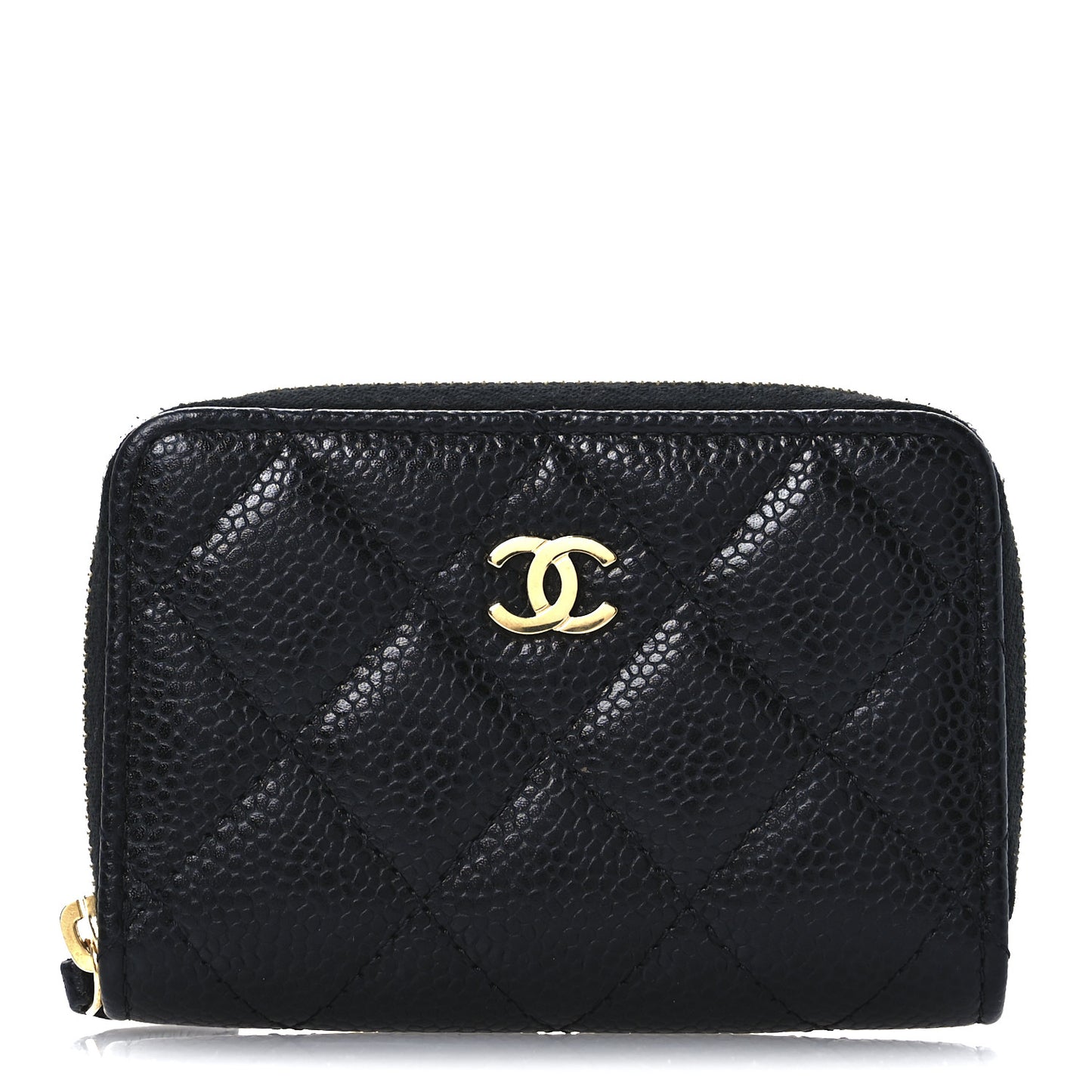 Caviar Quilted Zip Coin Purse Black