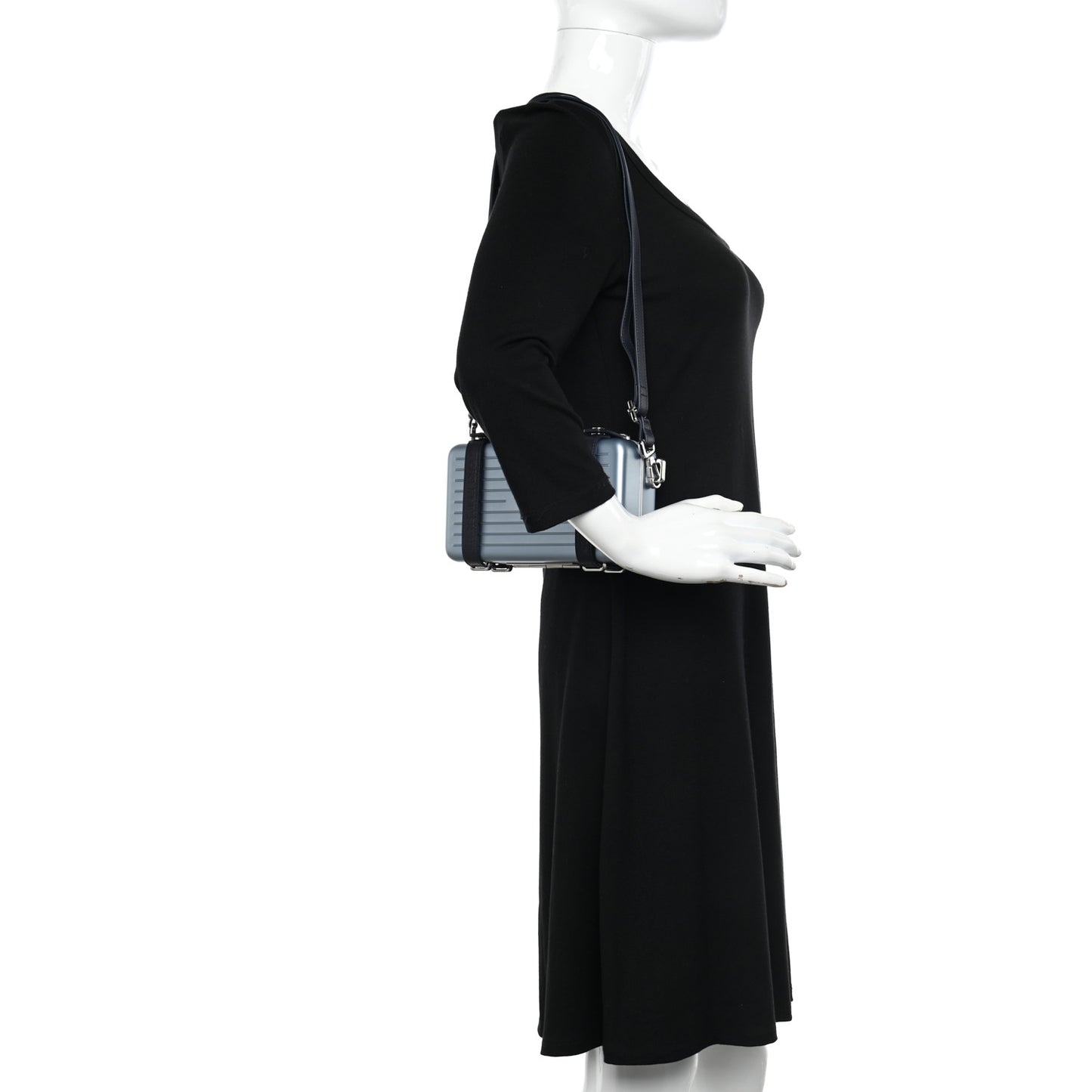 X RIMOWA Aluminum Personal Clutch On Strap Bleu