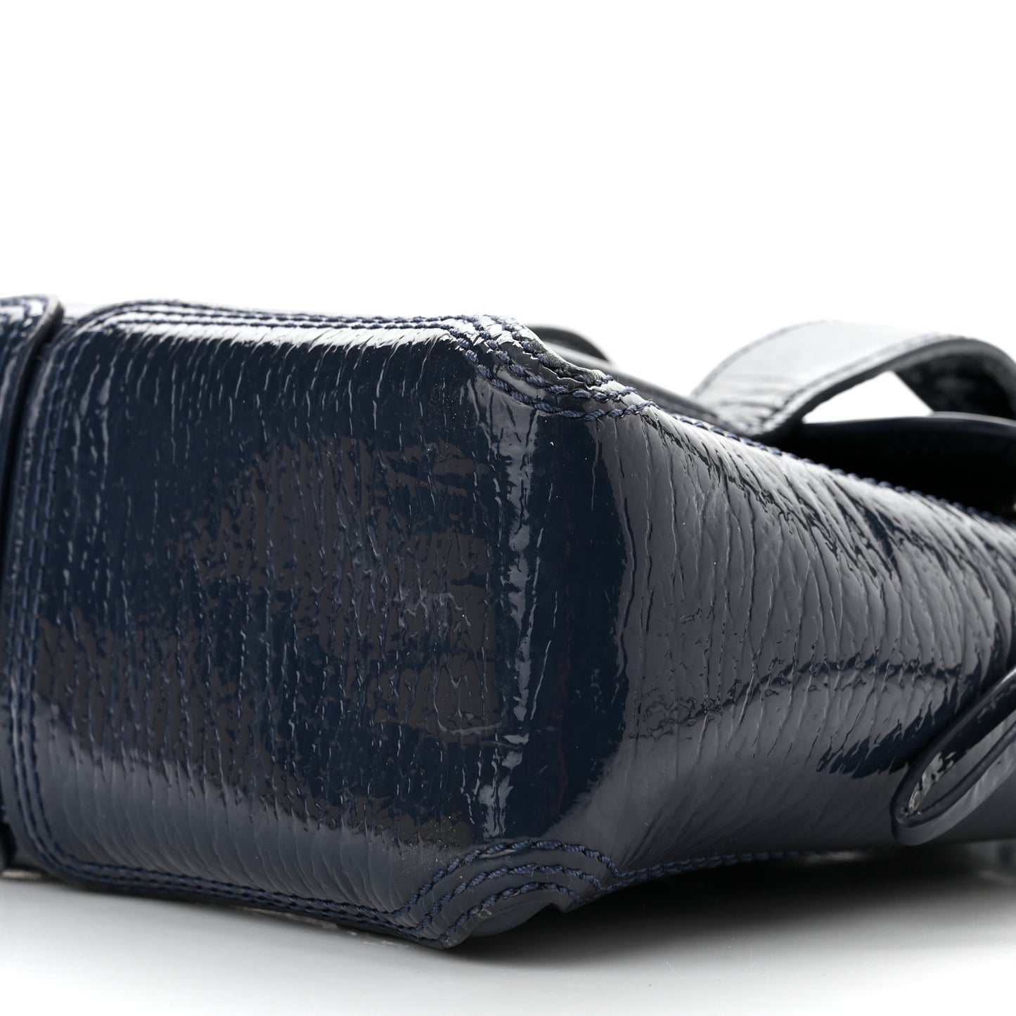 Textured Patent Mini Pashli Satchel Navy