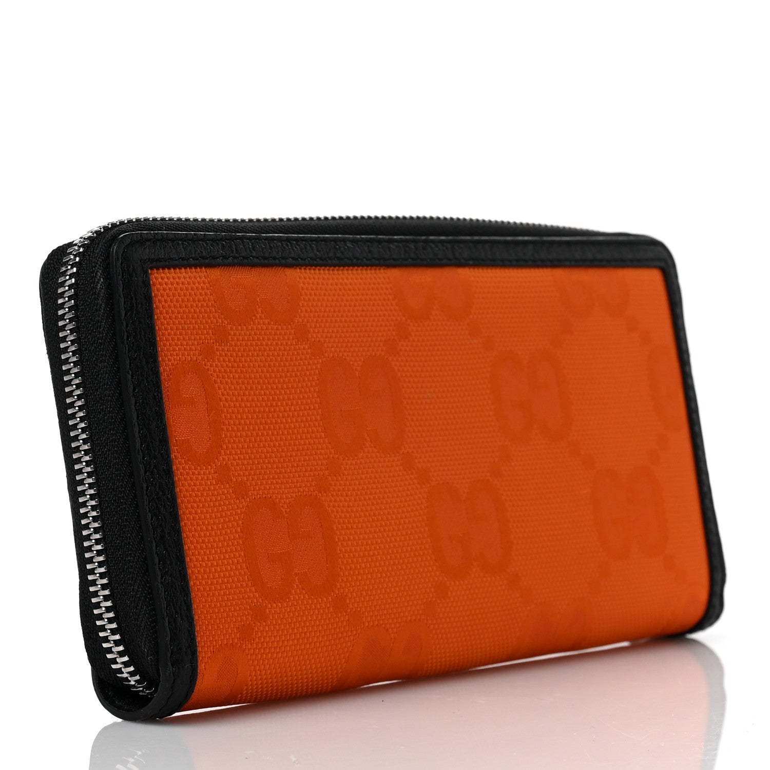 Gucci Econyl Nylon Monogram Off The Grid Zip Around Wallet Carrot Orange Black 3 of 6