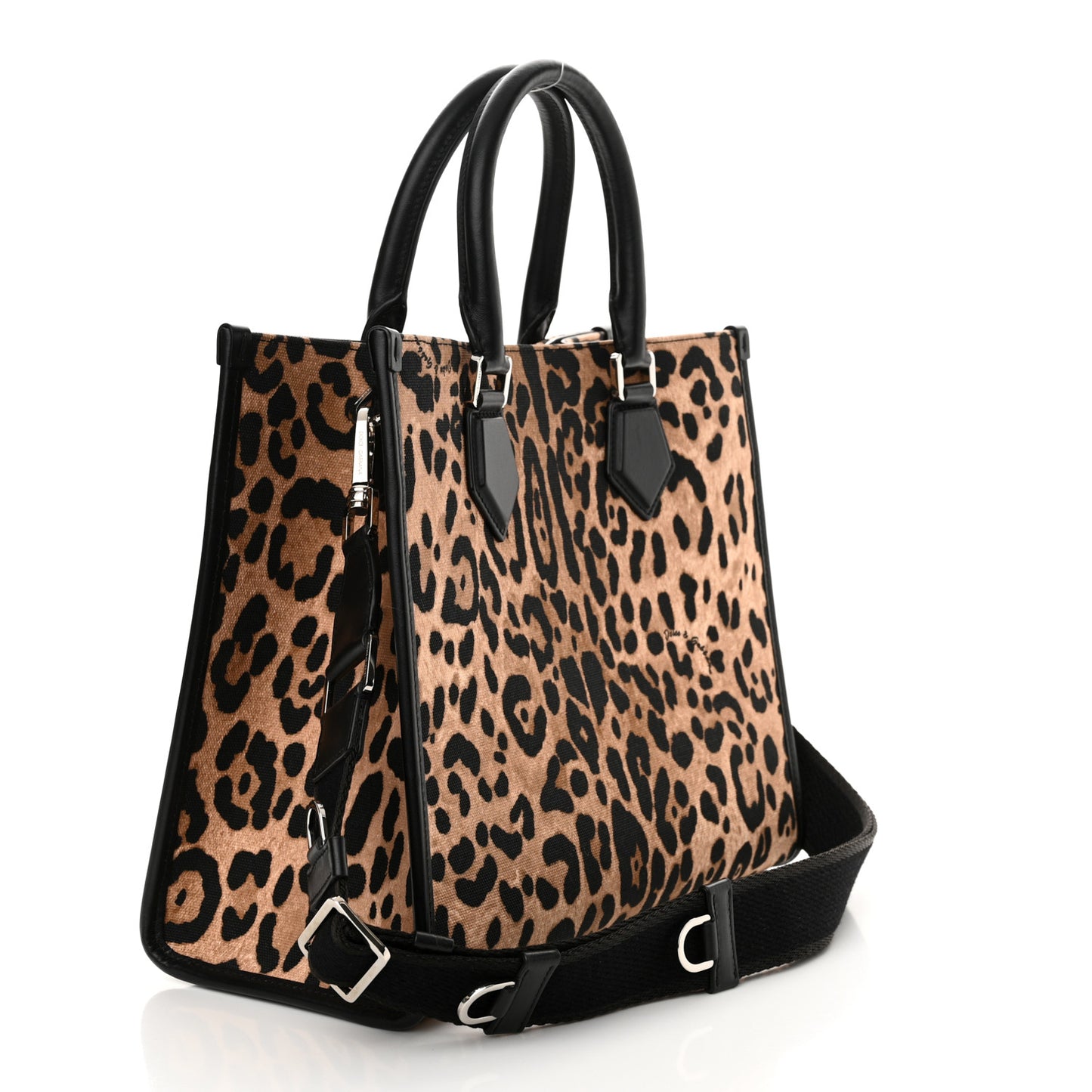 Canvas Calfskin Leopard Print Tote