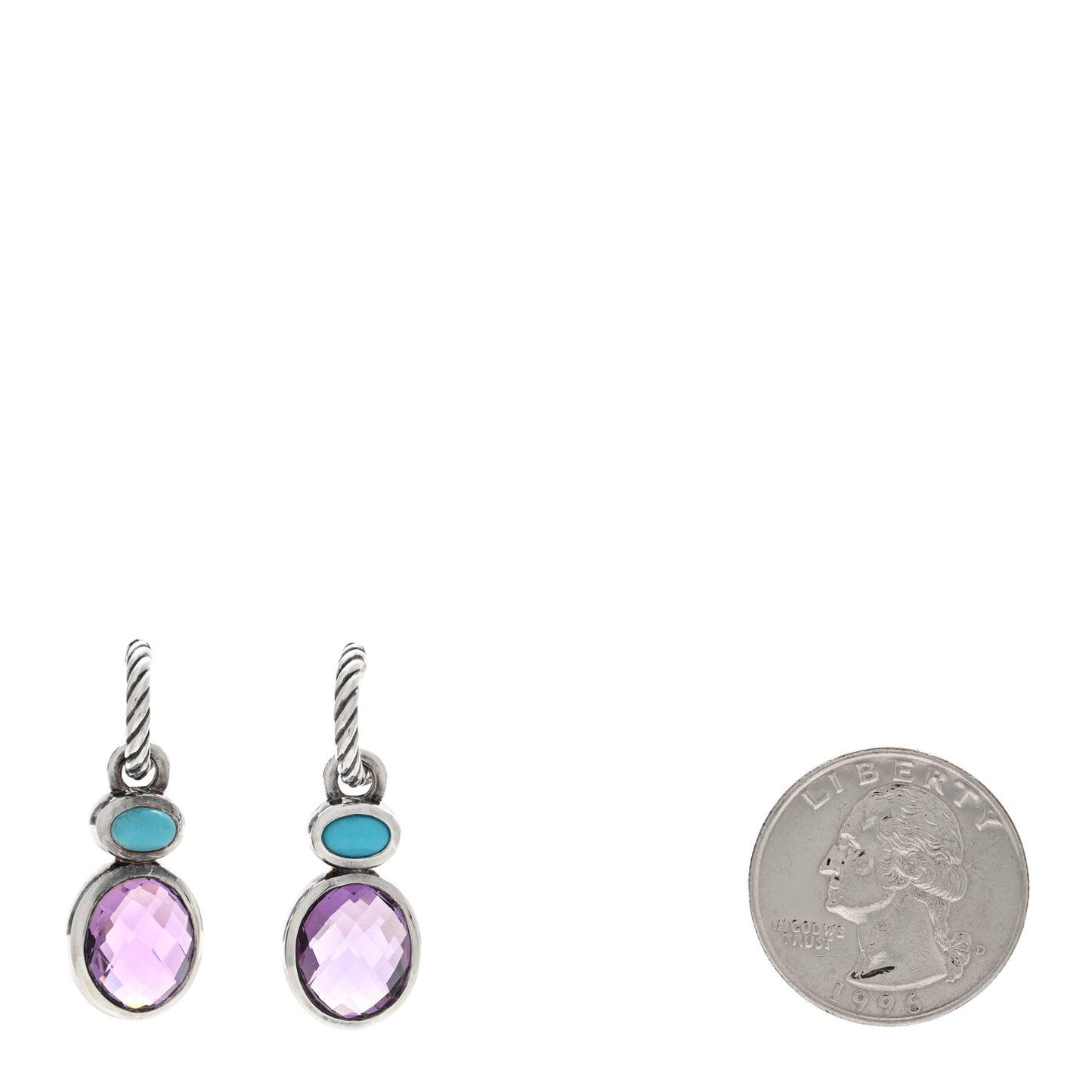 Sterling Silver Amethyst Turquoise Renaissance Drop Earrings