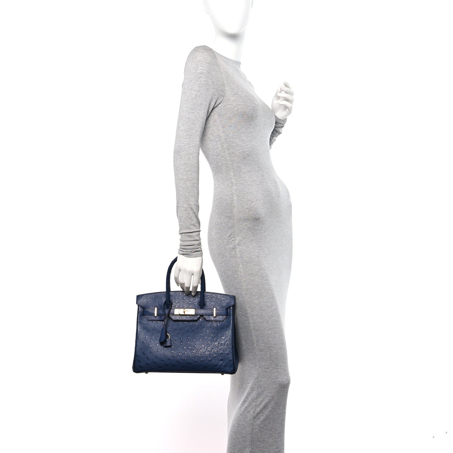 Ostrich Birkin 30 Bleu Iris