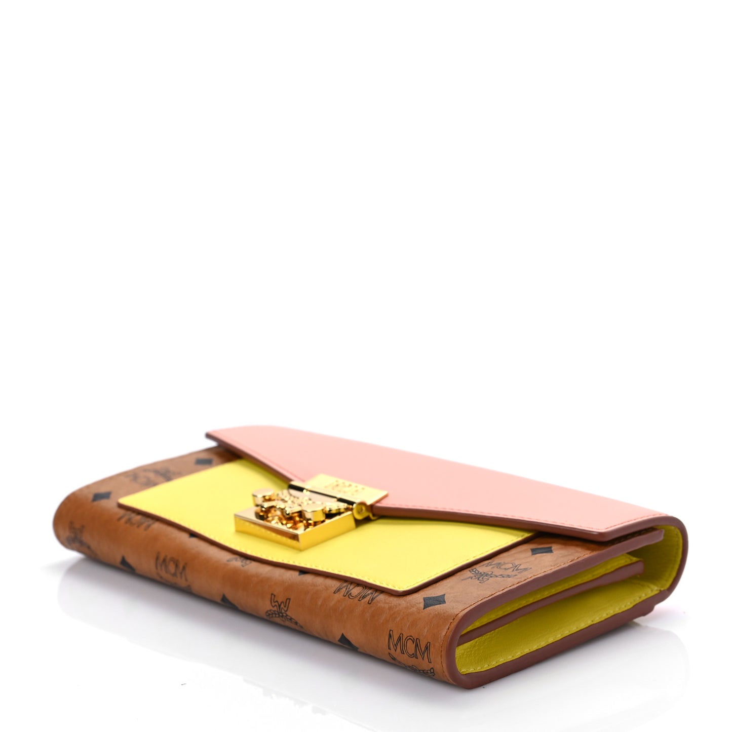 Visetos Large Patricia Wallet On Chain Block Pink Yellow