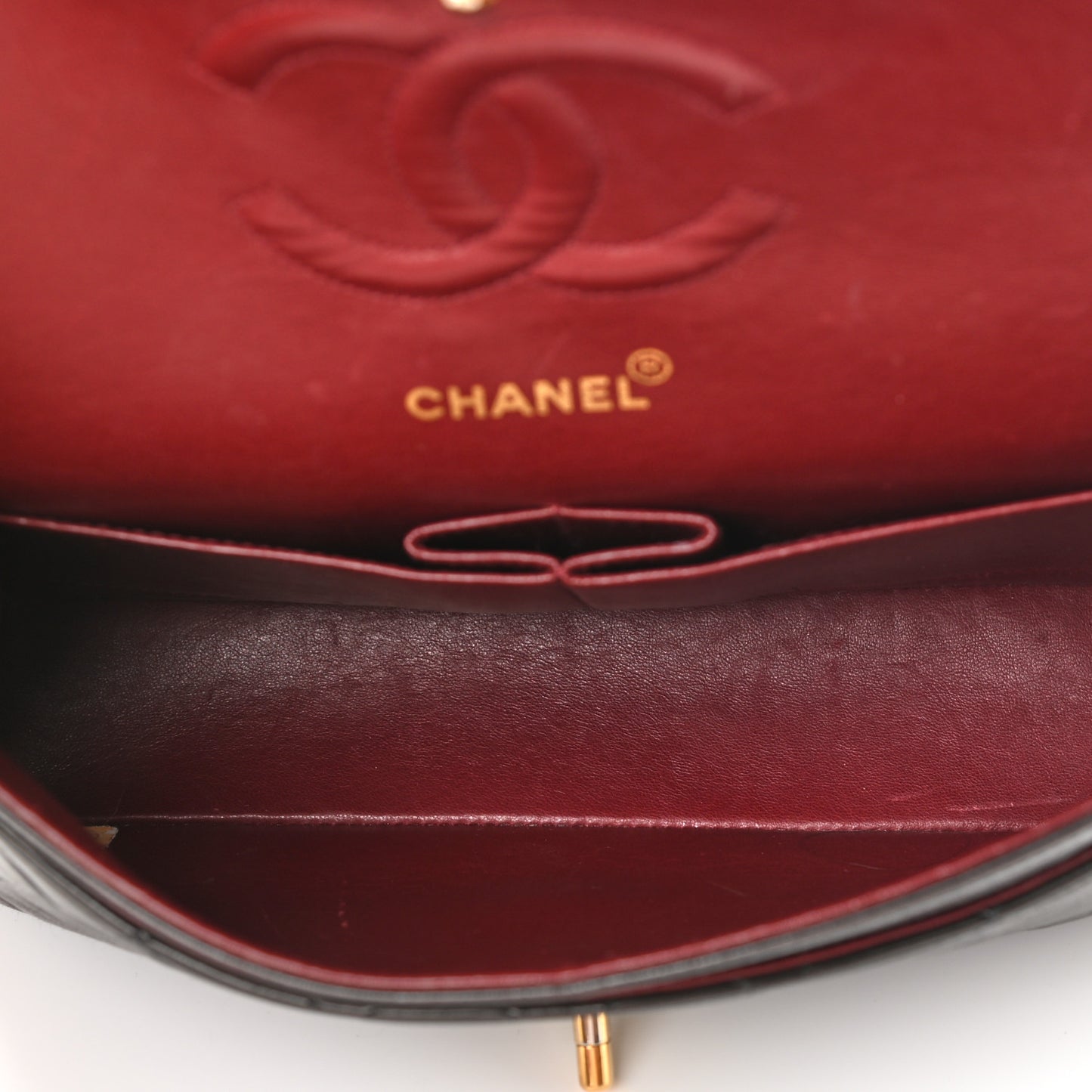 Lambskin Quilted Medium Double Flap Dark Brown