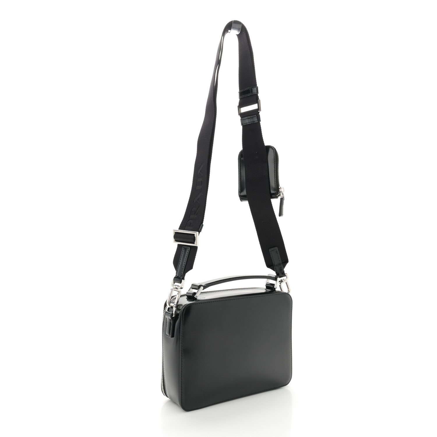 Prada Spazzolato Medium Brique Crossbody Bag Black 3 of 10