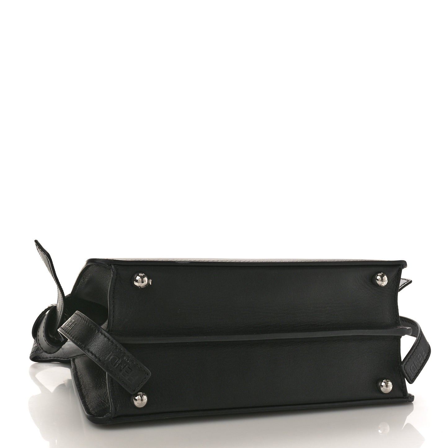 Vitello Seta Shiny Nappa Logo Embossed Laces Small Peekaboo I SEE U Satchel Black