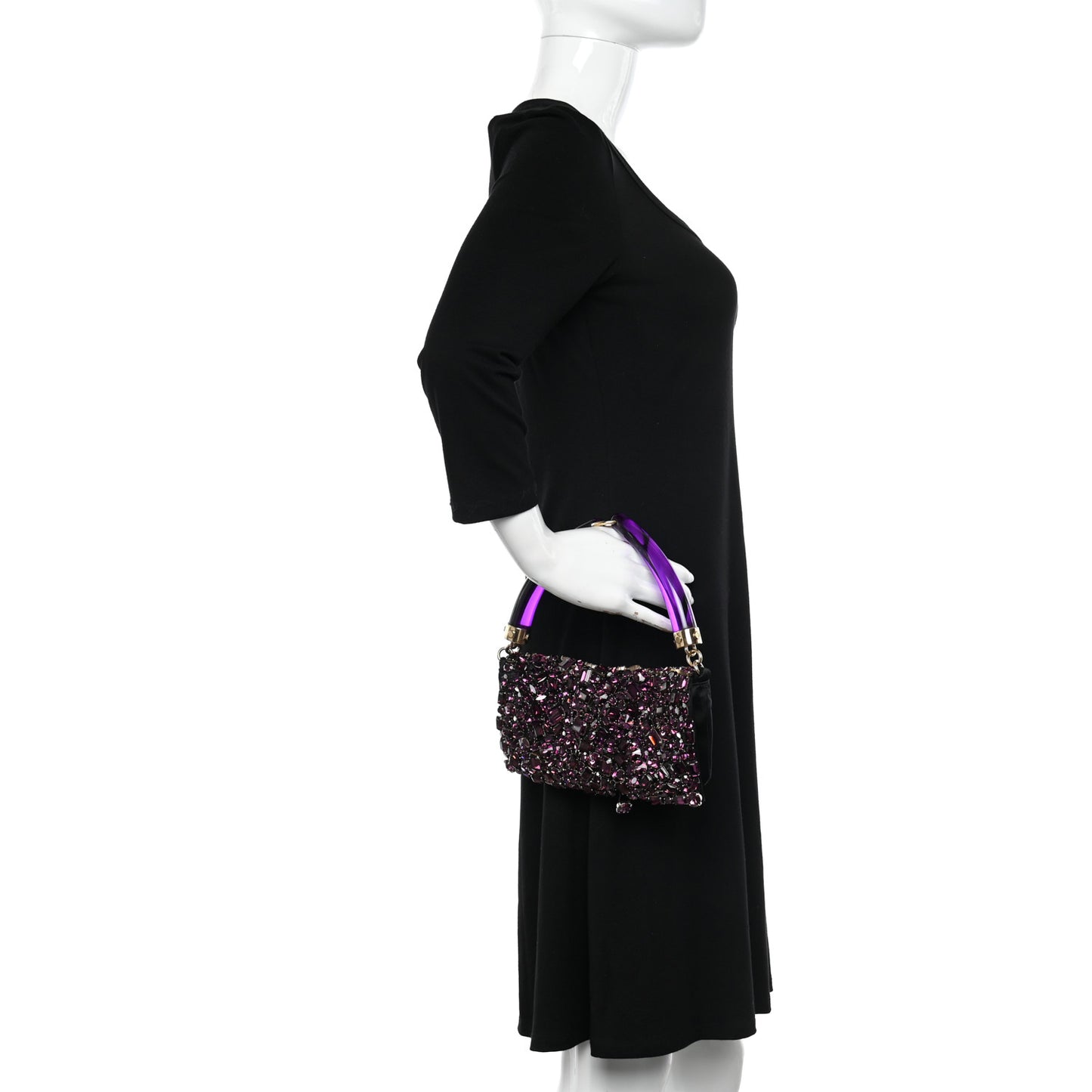 Satin Jeweled Clutch Purple