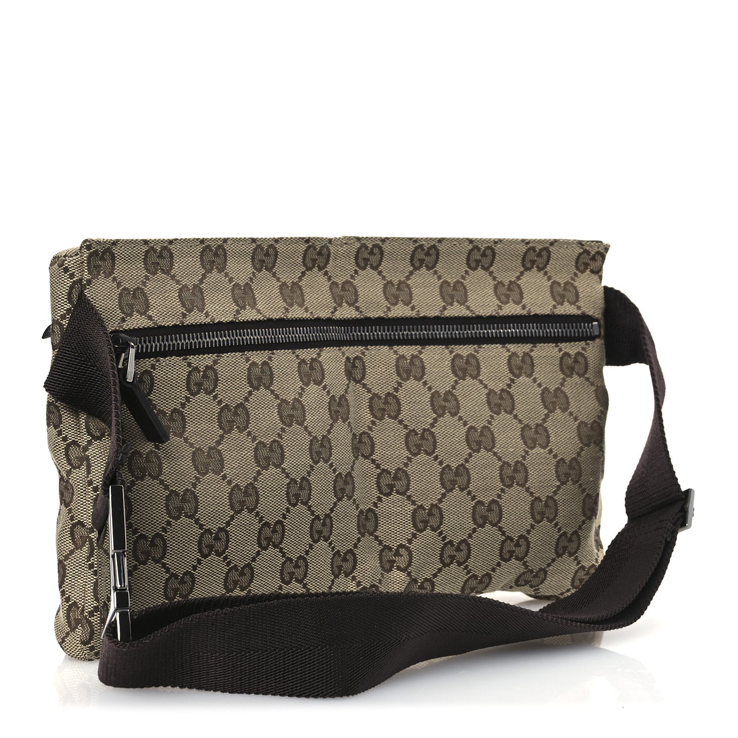 GG Monogram Double Pocket Belt Bag Dark Brown