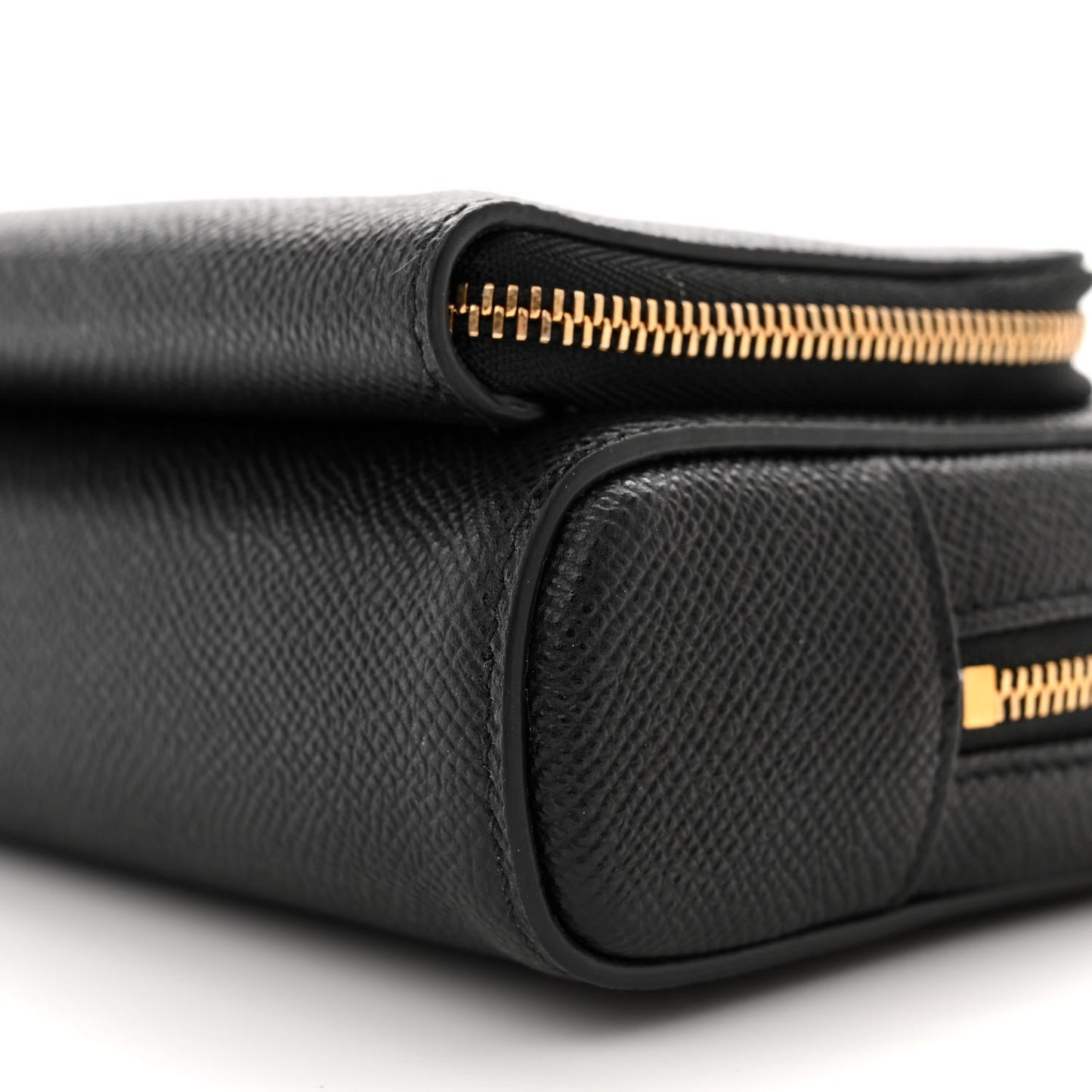 Grained Calfskin Caro Double Pouch Black