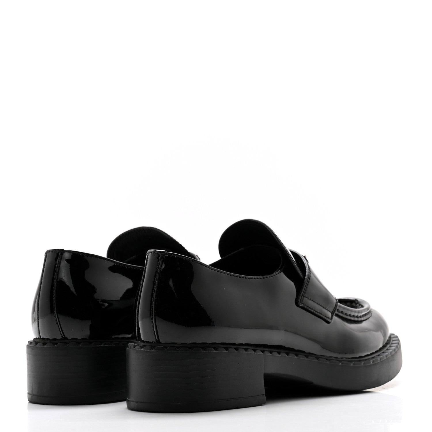 Prada Vernice Triangle 50mm Loafers 38.5 Black 4 of 10