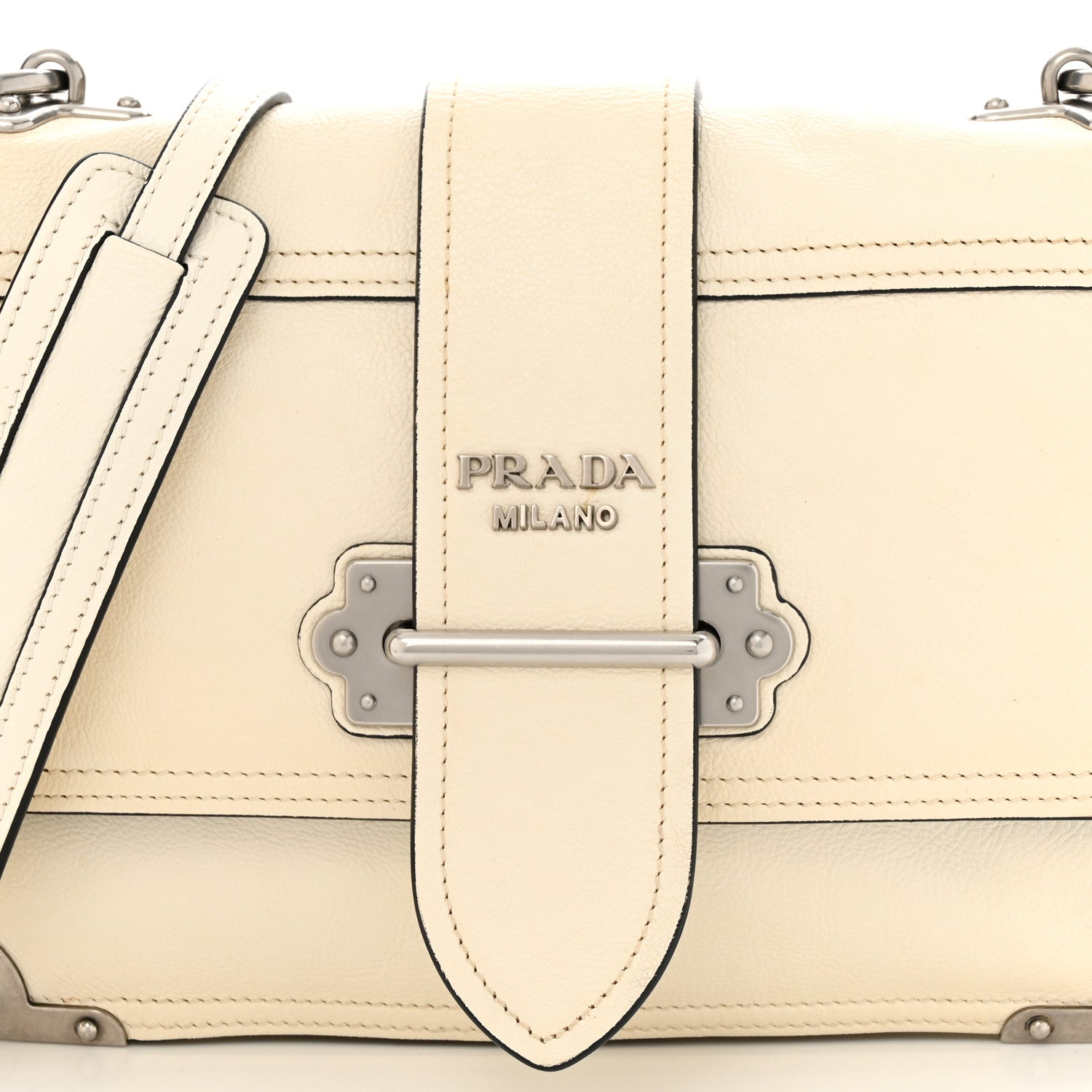 Prada Glace Calfskin Large Soft Cahier Bag White 8 of 11