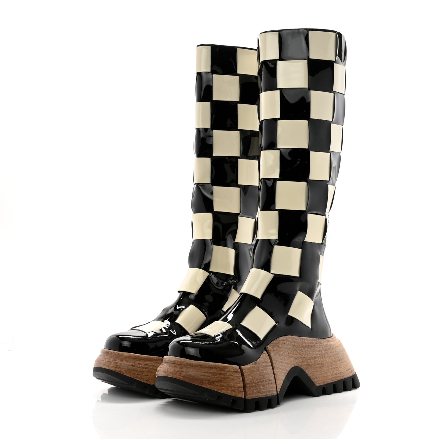 Patent Calfskin LV Zoom High Boots 39 Black White