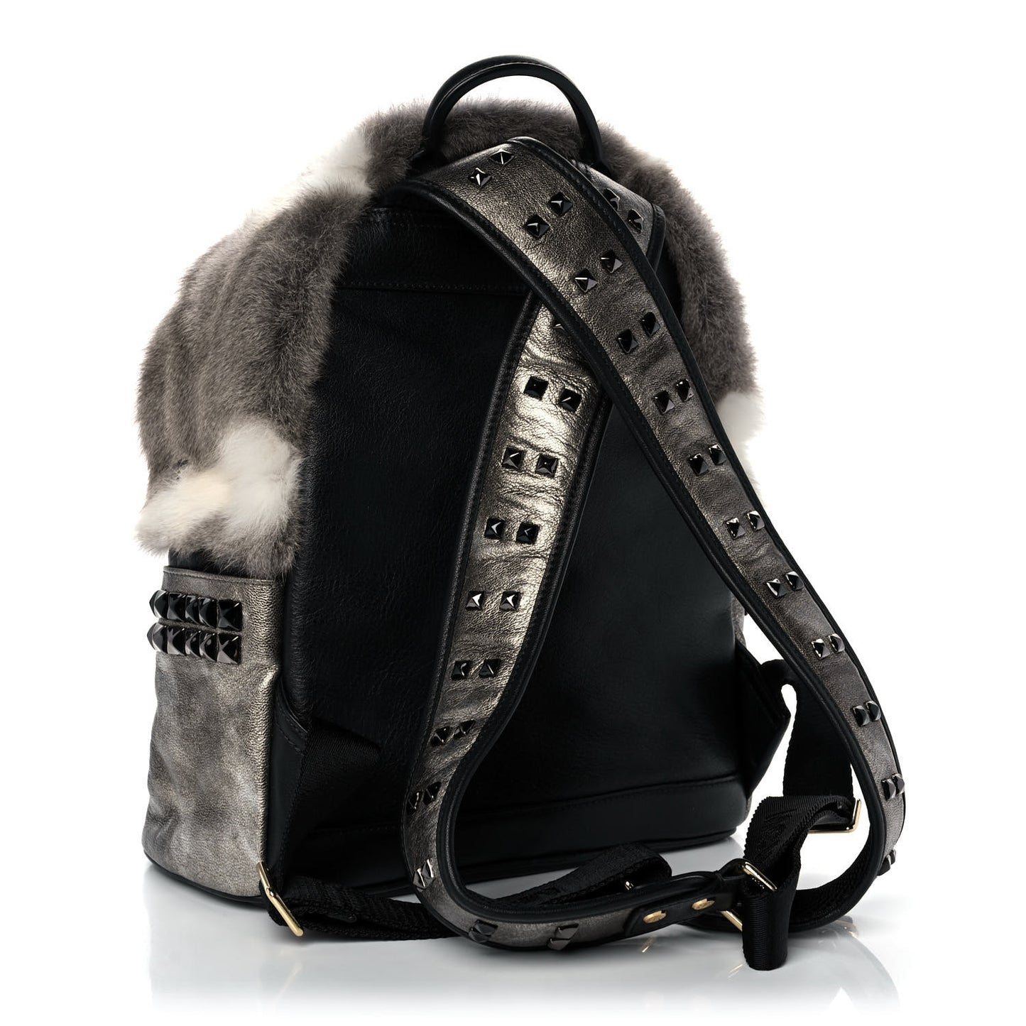 Calfskin Mink Fur Mini Backpack Grey