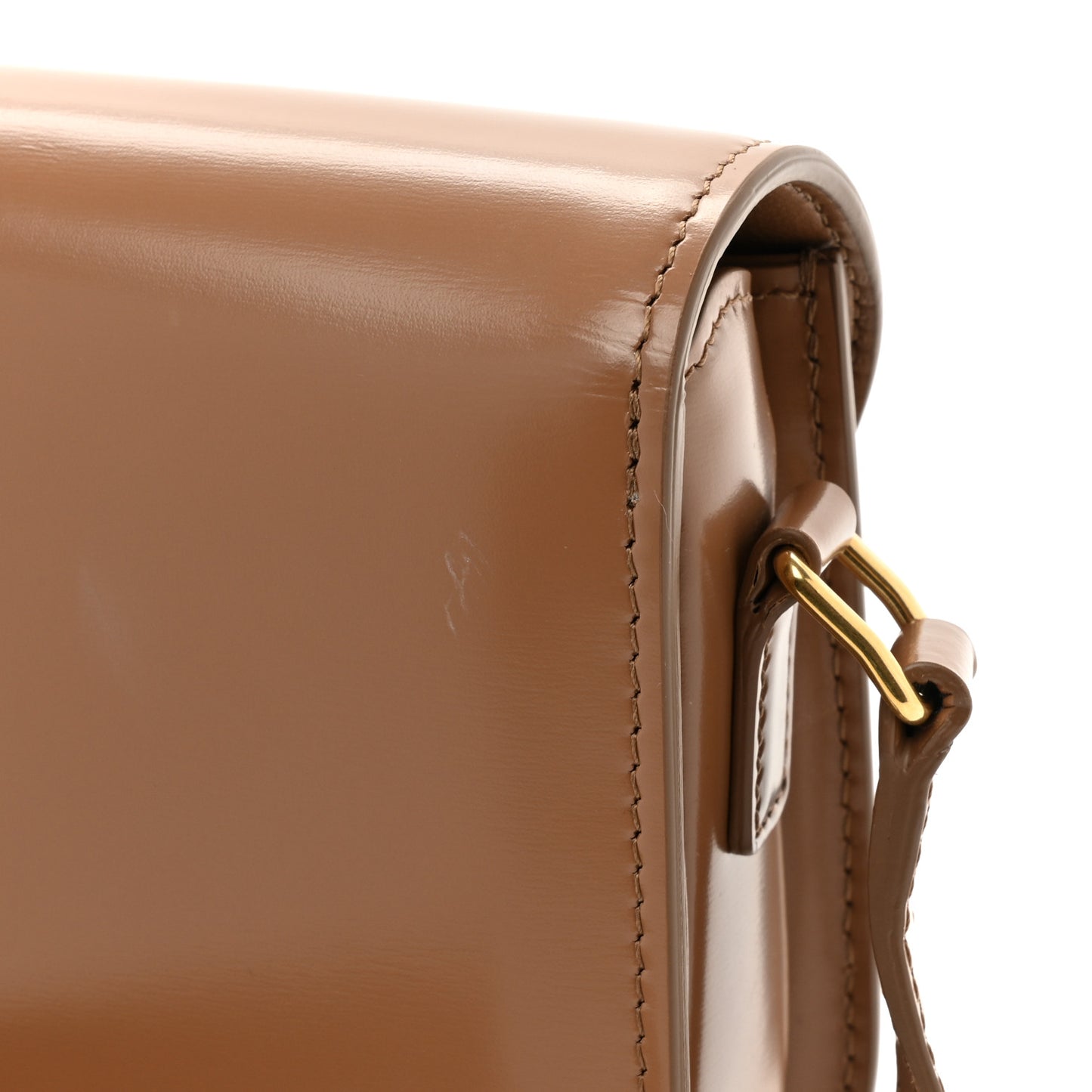 Shiny Calfskin Besace Clea Triomphe Bronze