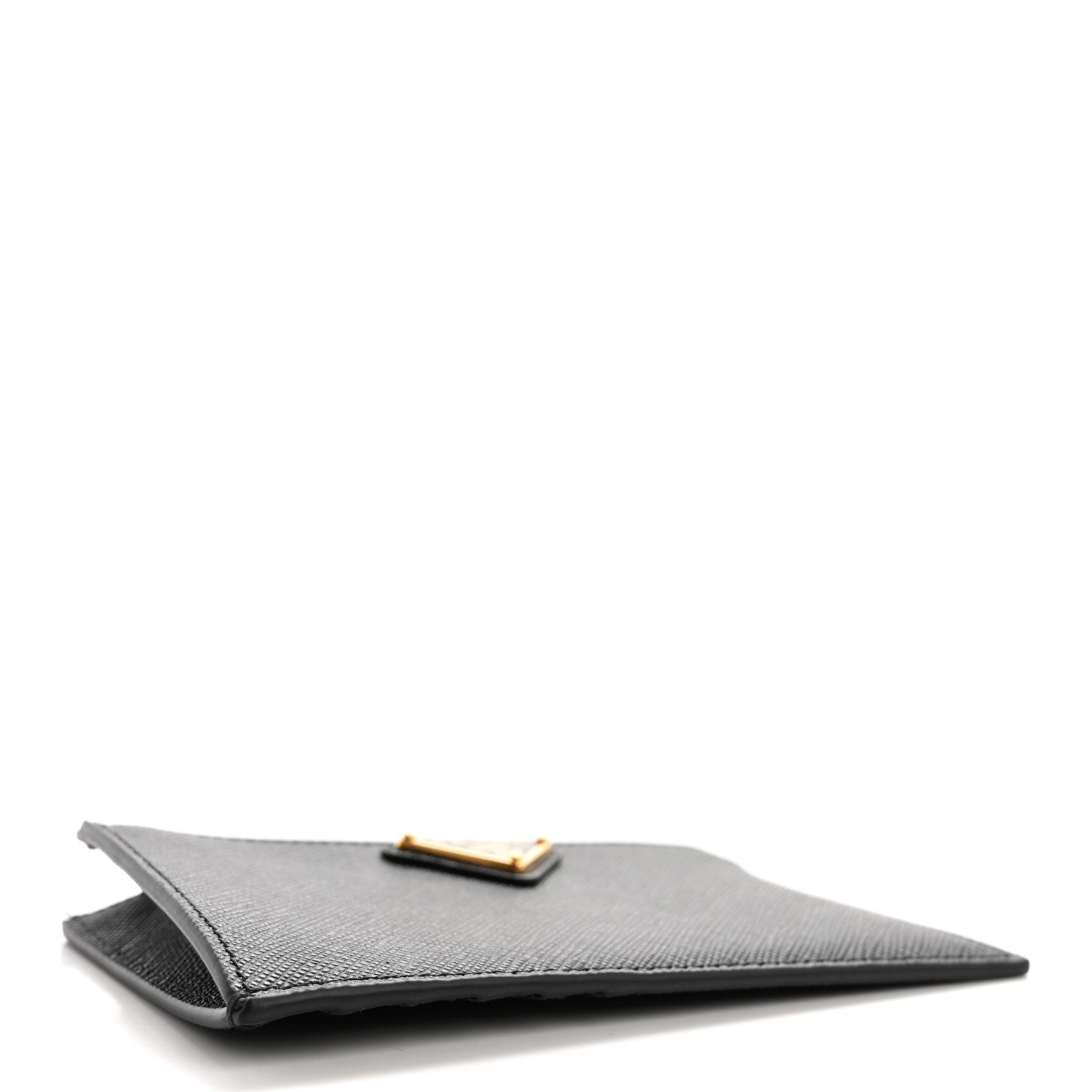 Prada Saffiano Triangle Zip Card Holder Black 4 of 7