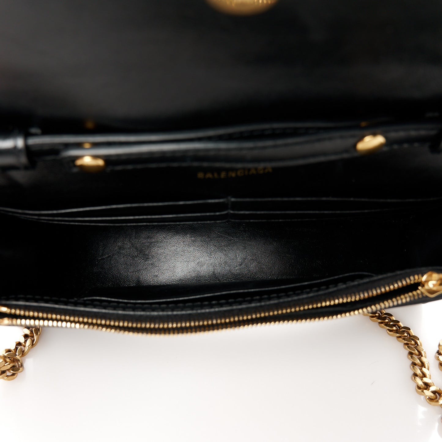 Shiny Box Calfskin Hourglass Chain Bag Black