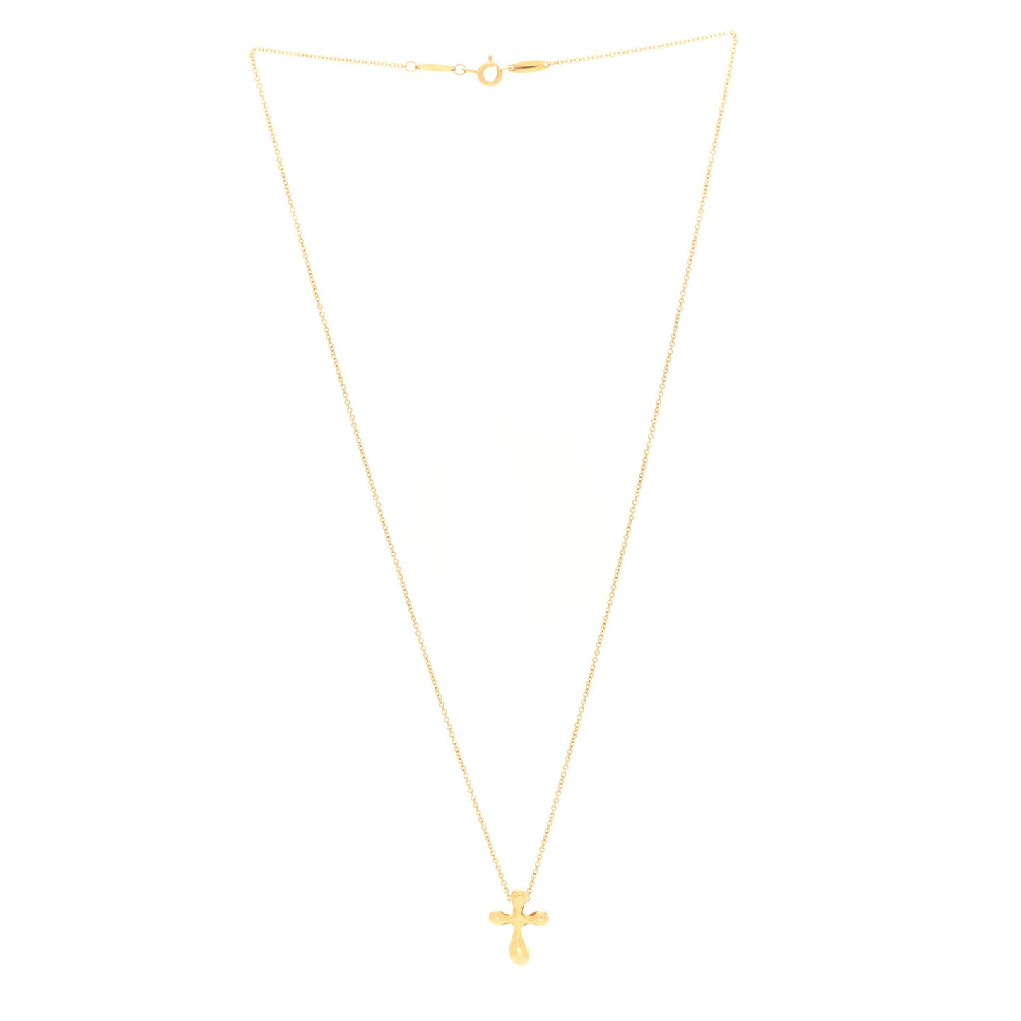18K Yellow Gold 12mm Elsa Peretti Cross Pendant Necklace