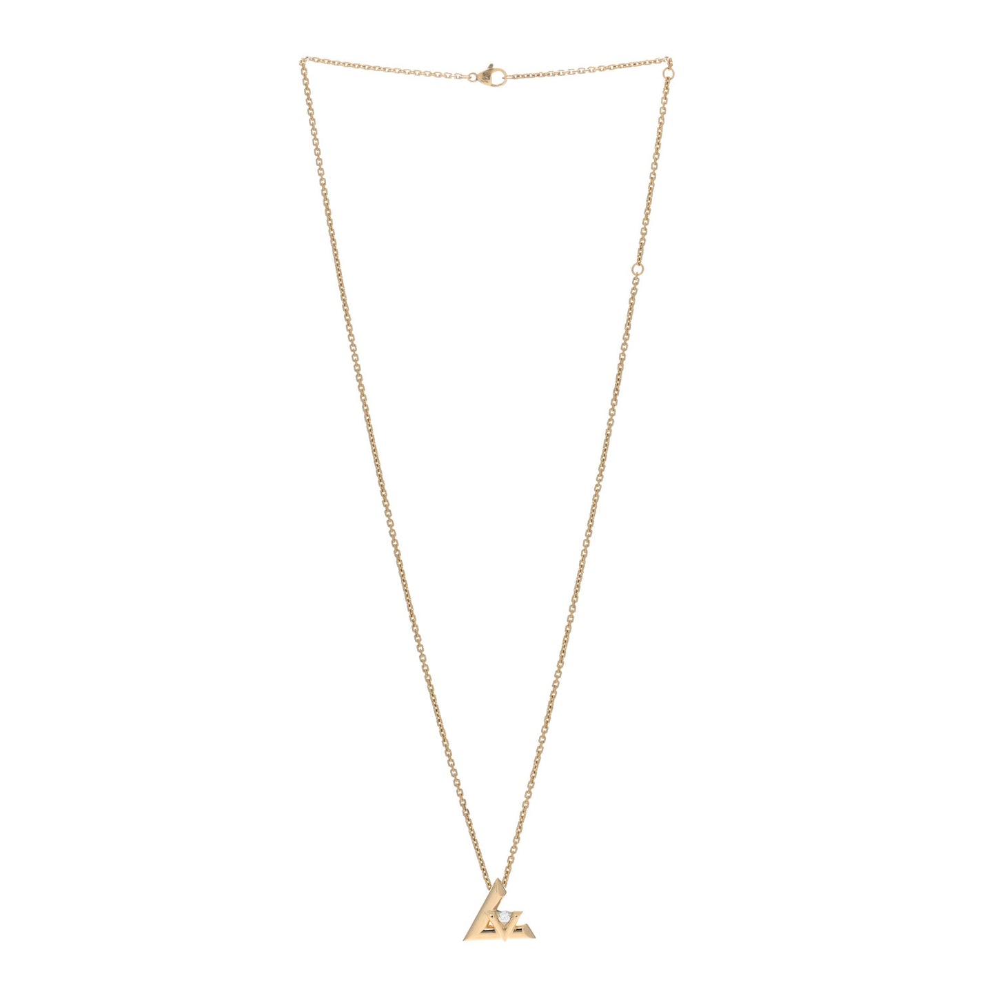 18K Yellow Gold Diamond Large LV Volt One Pendant Necklace
