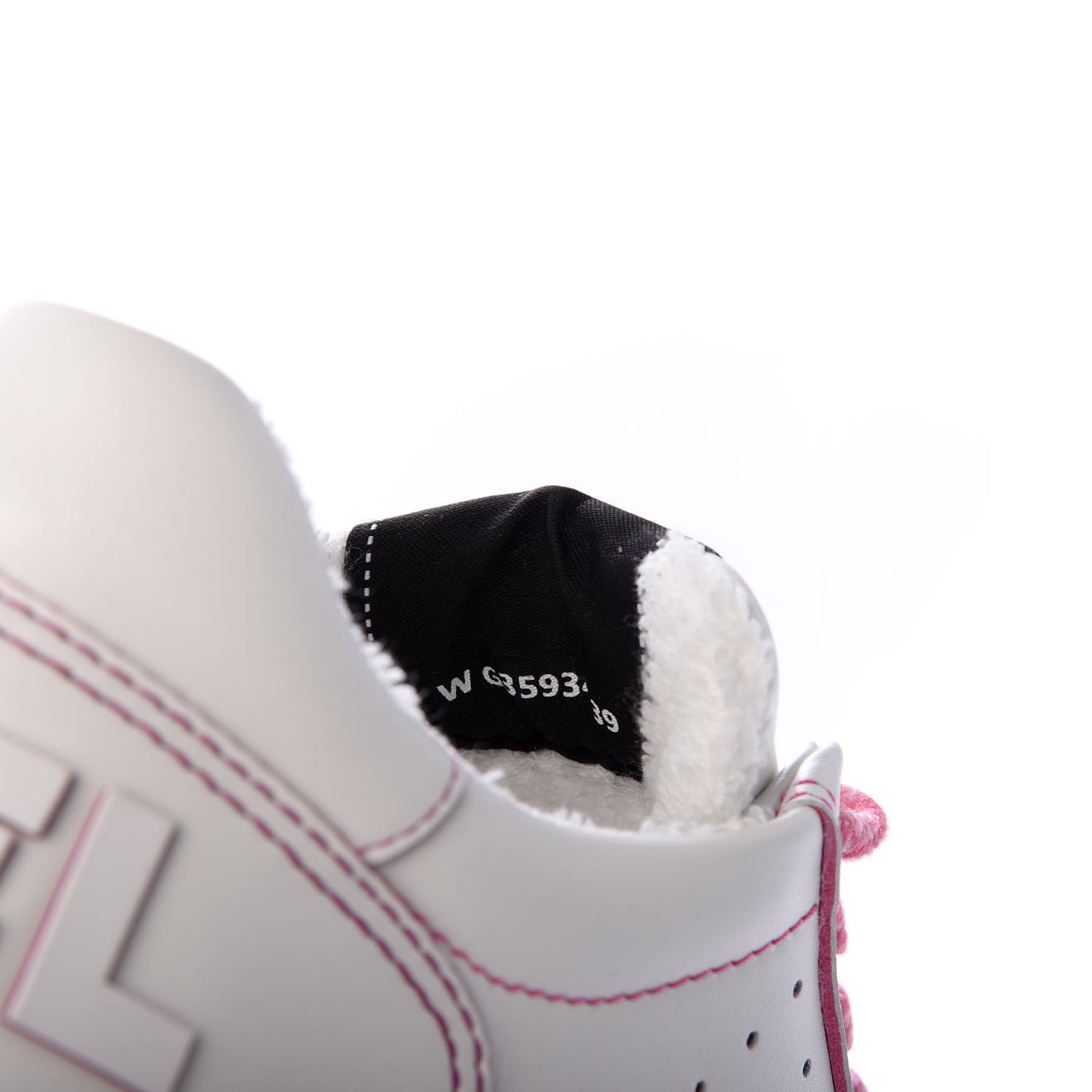 Calfskin Womens Logo Sneakers 39 White Pink