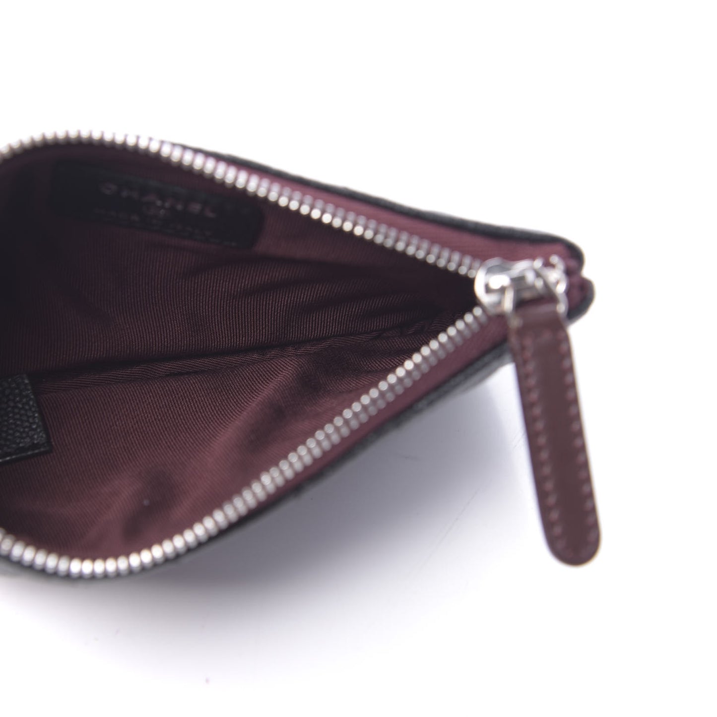 Caviar Chevron Quilted Small Cosmetic Case Black