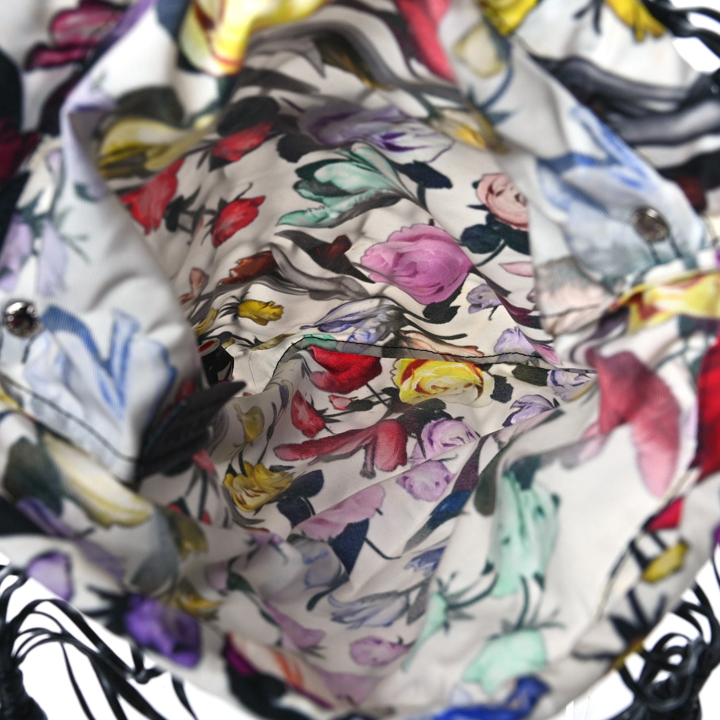 Tessuto Nylon Floral Print Net Tote Black Multicolor