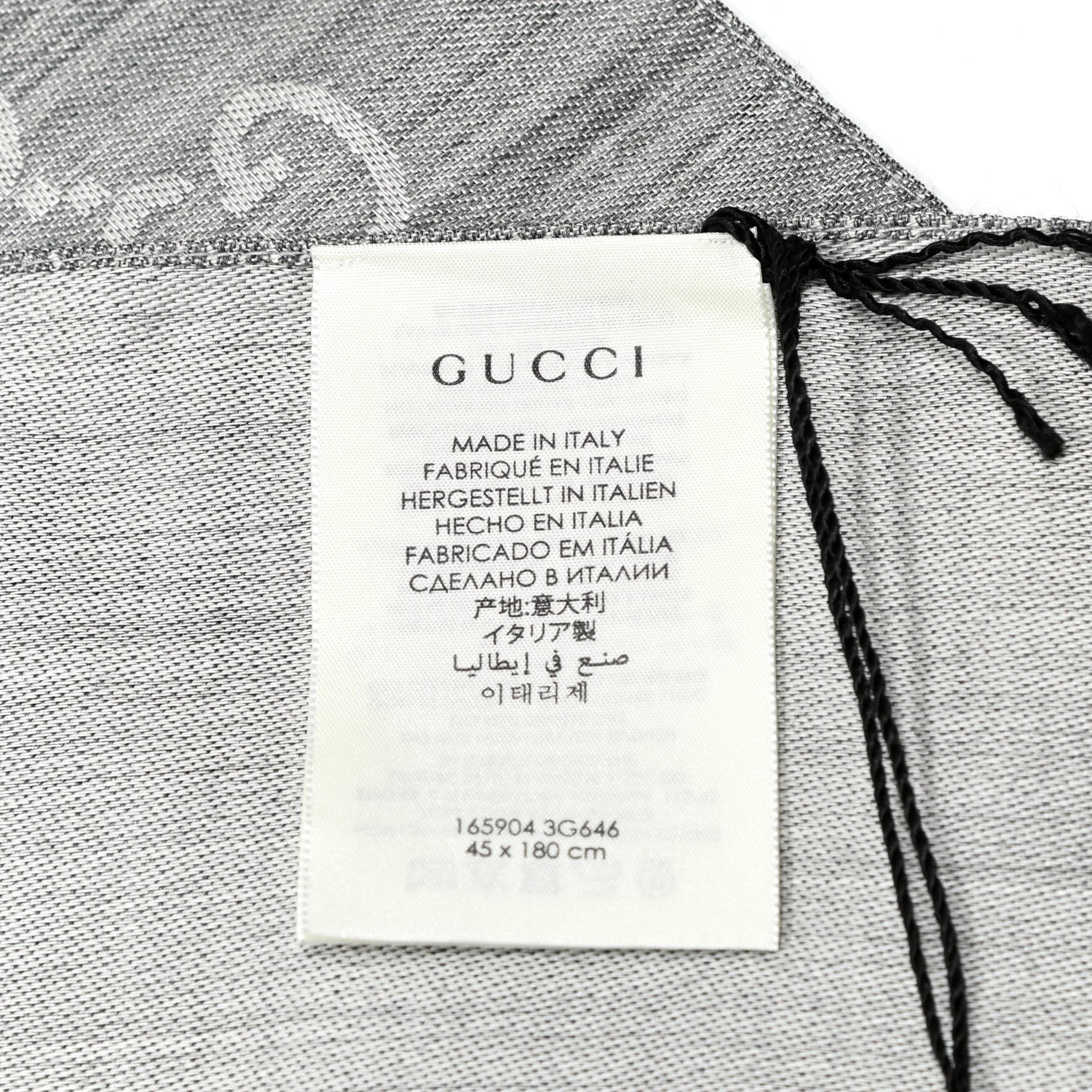 Gucci Wool Silk GG Monogram GGNat Scarf Lead 4 of 4