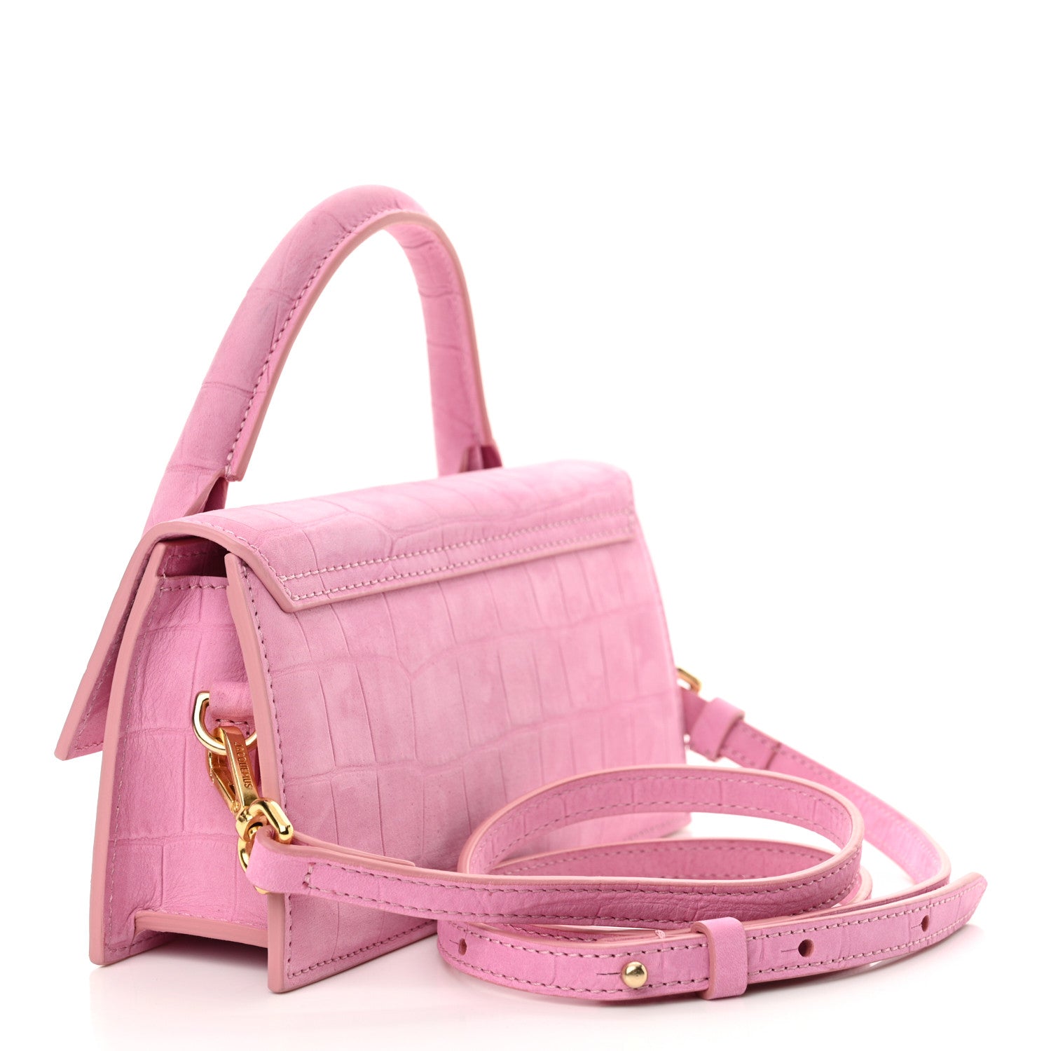 Jacquemus Nubuck Crocodile Embossed Le Chiquito Long Pink 3 of 11