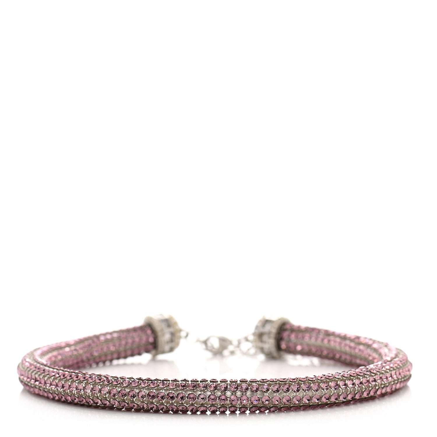 Chanel Crystal CC Logo Choker Necklace Pink 1 of 5